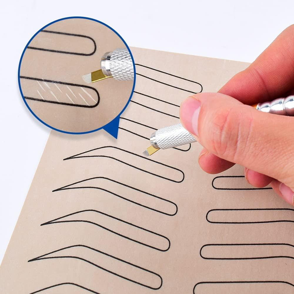 PMU Professional Microblading Supplies 10 Piece Double Sided Practice Skin For Eyebrow Tattoos: Permanent Makeup Silicone Skins To Practice Brow Micro-Blading And Needling, Fake Skin Sheets- Trusted by professional