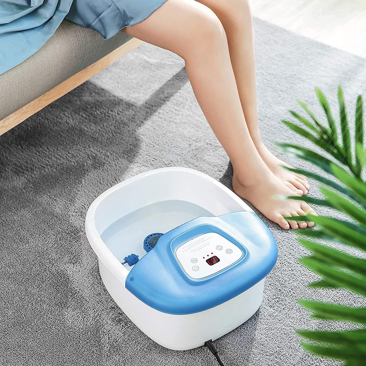 N \\ A Foot Spa Bath Massager with Heat Bubbles Vibration, Heated Foot Bath with Pedicure Grinding Stone, 16 Massage Rollers and Digital Temperature Control Home Use