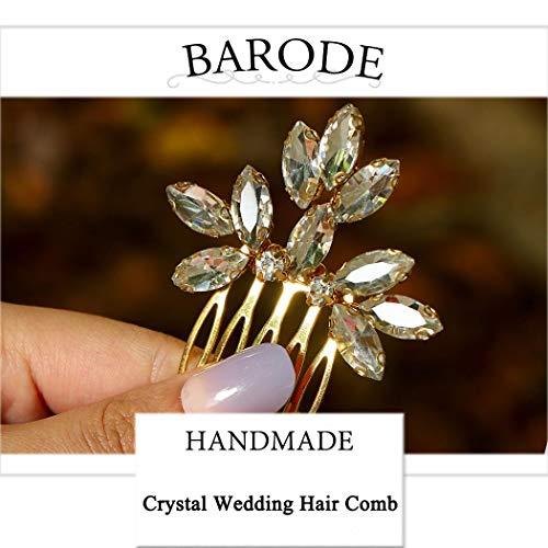 Barode Barode Bridal Wedding Hair Comb Gold Rhinestones Bride Headpieces Hair Accessories Jewelry for Women and Girls