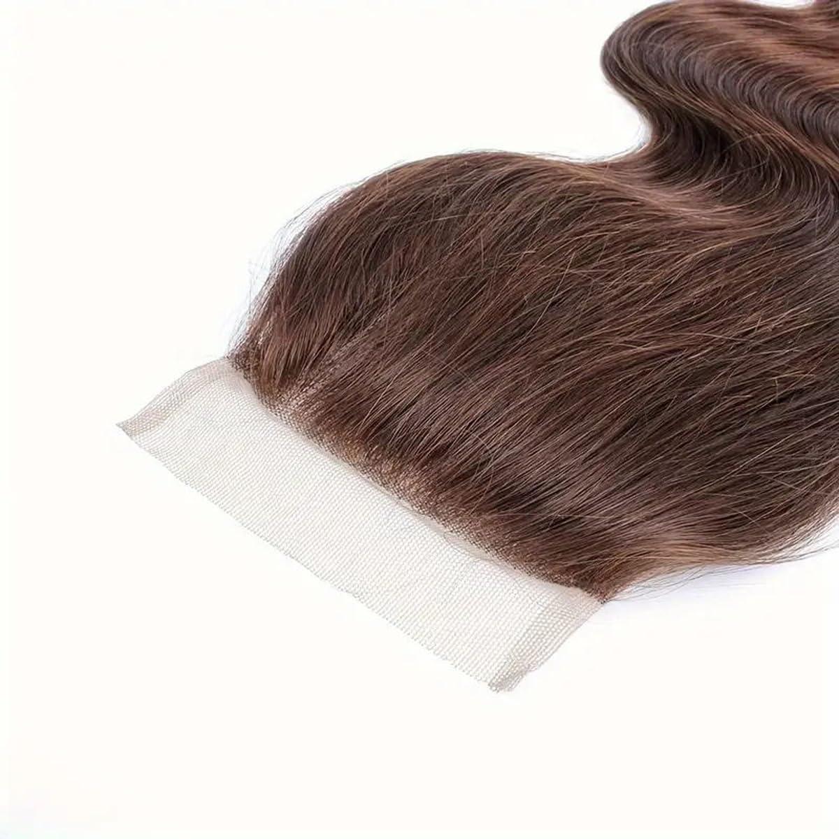 KAFEIER Chocolate Brown 4# Closure 4x4 Free Part Body Wave Closure Brazilian Human Hair Extensions Preplucked Bleached Knots Sew In Weave Virgin Hair Lace Front Closure For Women Wet And Wavy 20 Inch