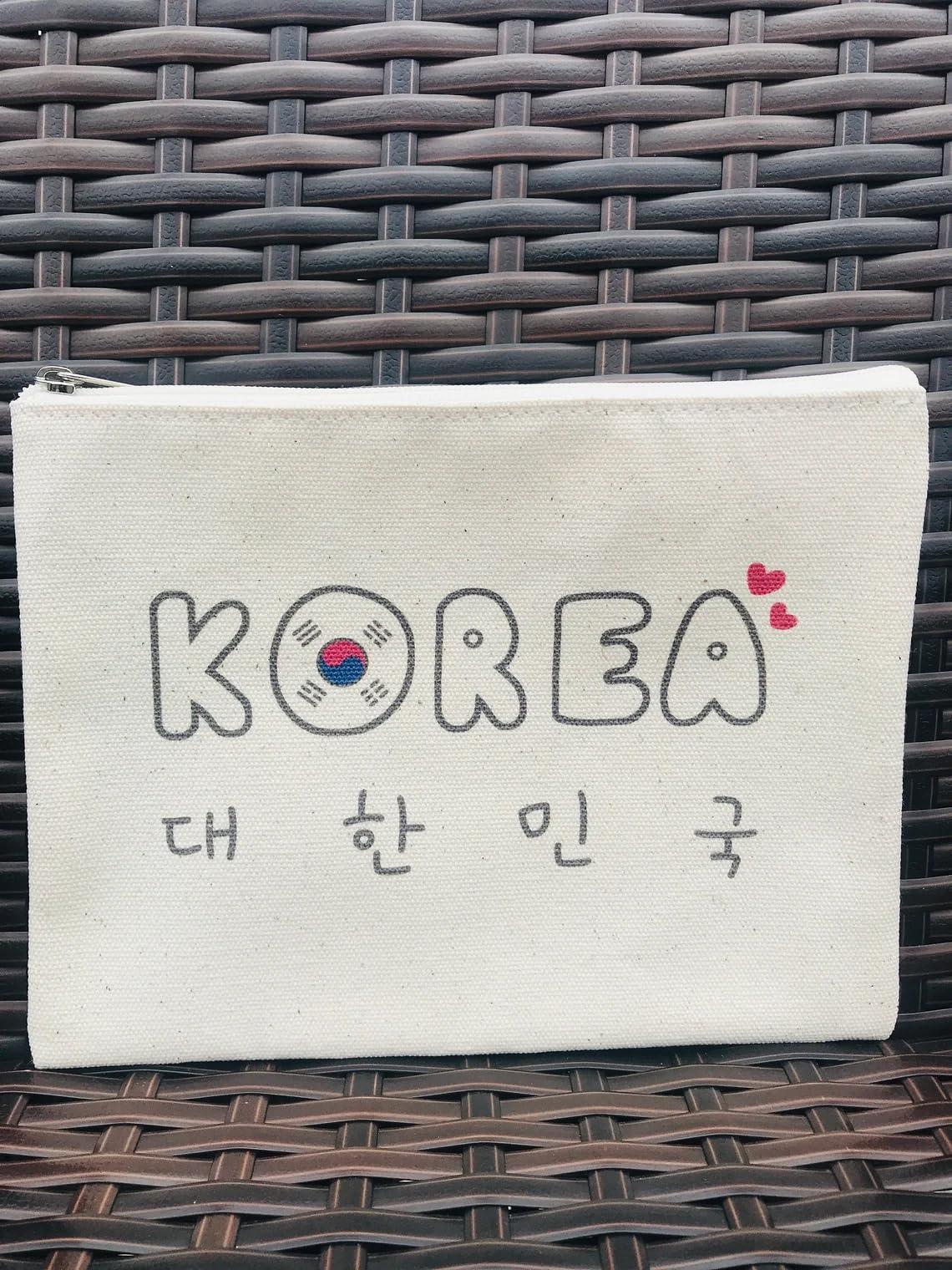 Generic Cute Korea Logo Zipper Pouch, Durable Eco-Friendly Pouch, Hangeul Flag Design, Perfect for Makeup, Wallet, Coins, Stationery, and Everyday Use, Gift Item