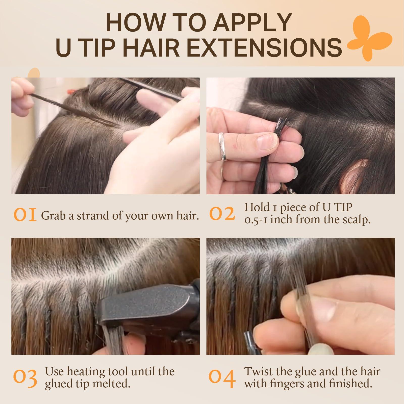 DOORES DOORES U Tip Hair Extensions Real Human Hair, 18 Inch 50g/50s, Dark Blonde Highlighted Bleach Blonde Invisible Human Hair Extensions for daily wearing