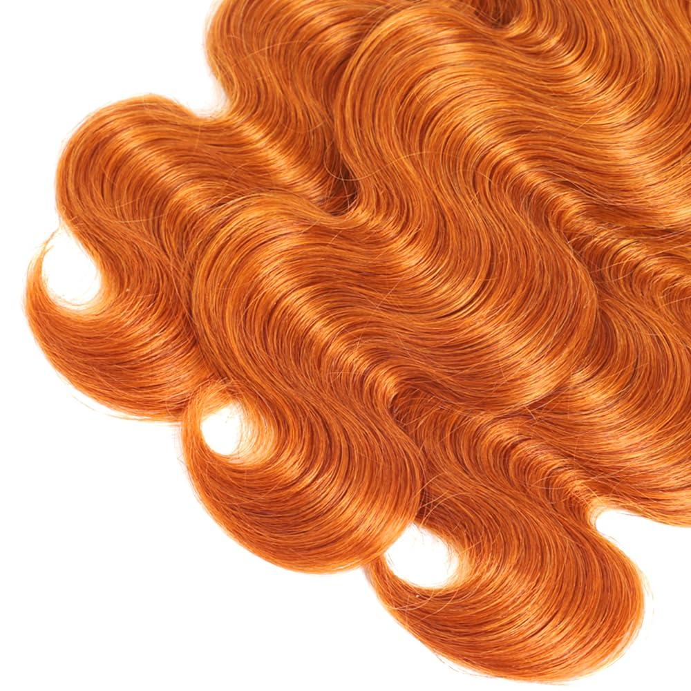 WuvuSnm Ginger Human Hair Bundles #350 Body Wave Bundles Burnt Orange Human Hair Bundles 12 14 16 Inch Ginger Body Wave Bundles for Women