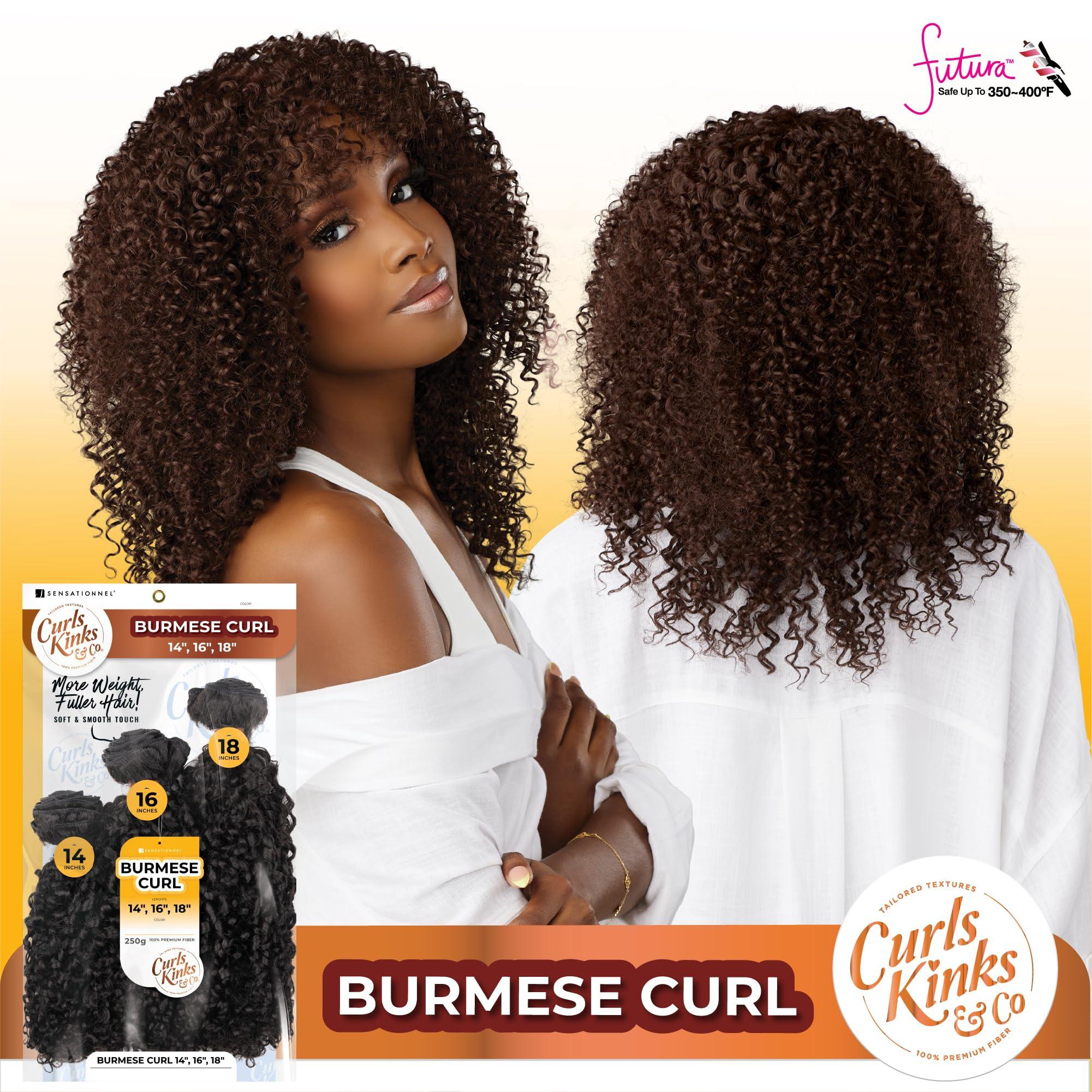 Sensationnel Sensationnel Curls kinksandco synthetic bundles - burmese curl multibundle quick weave hair for natural 3c to 4c hair textures (14 16 18 inch, S1B/GINGER)