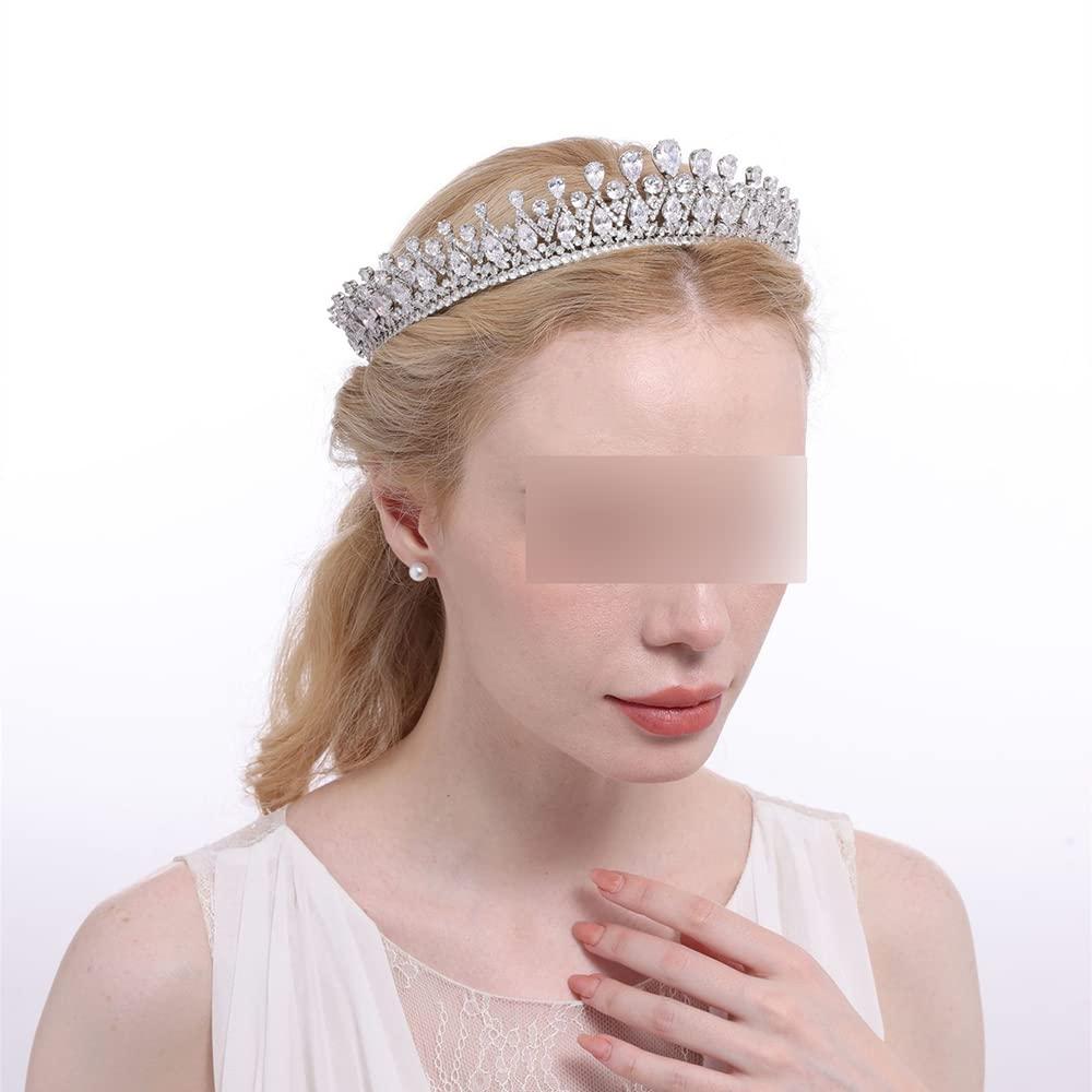 Lllunimon Lllunimon Full Cubic Zirconia Crown for Women,Classic Elegant Bridal Zircon Crowns,Shinny Hair Accessories for Wedding,Pageant, Party