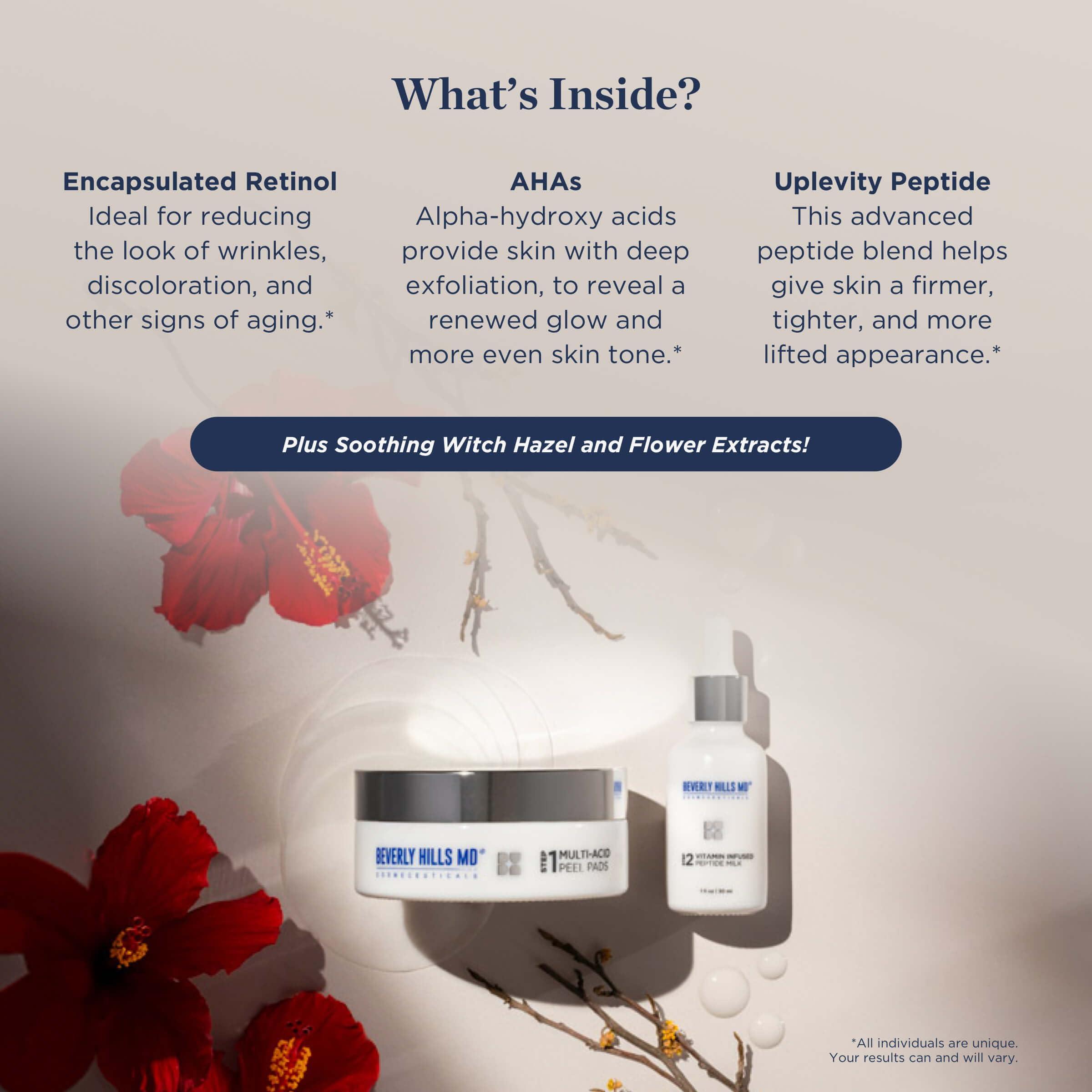 Beverly Hills MD Beverly Hills MD Resurface + Restore Youth Revealing System Peel Serum - Reduce Wrinkles- Anti-Aging Exfoliation Toner for Even, Moisturized Skin- Lighten Dark Spots on Face, Neck w/Peptides