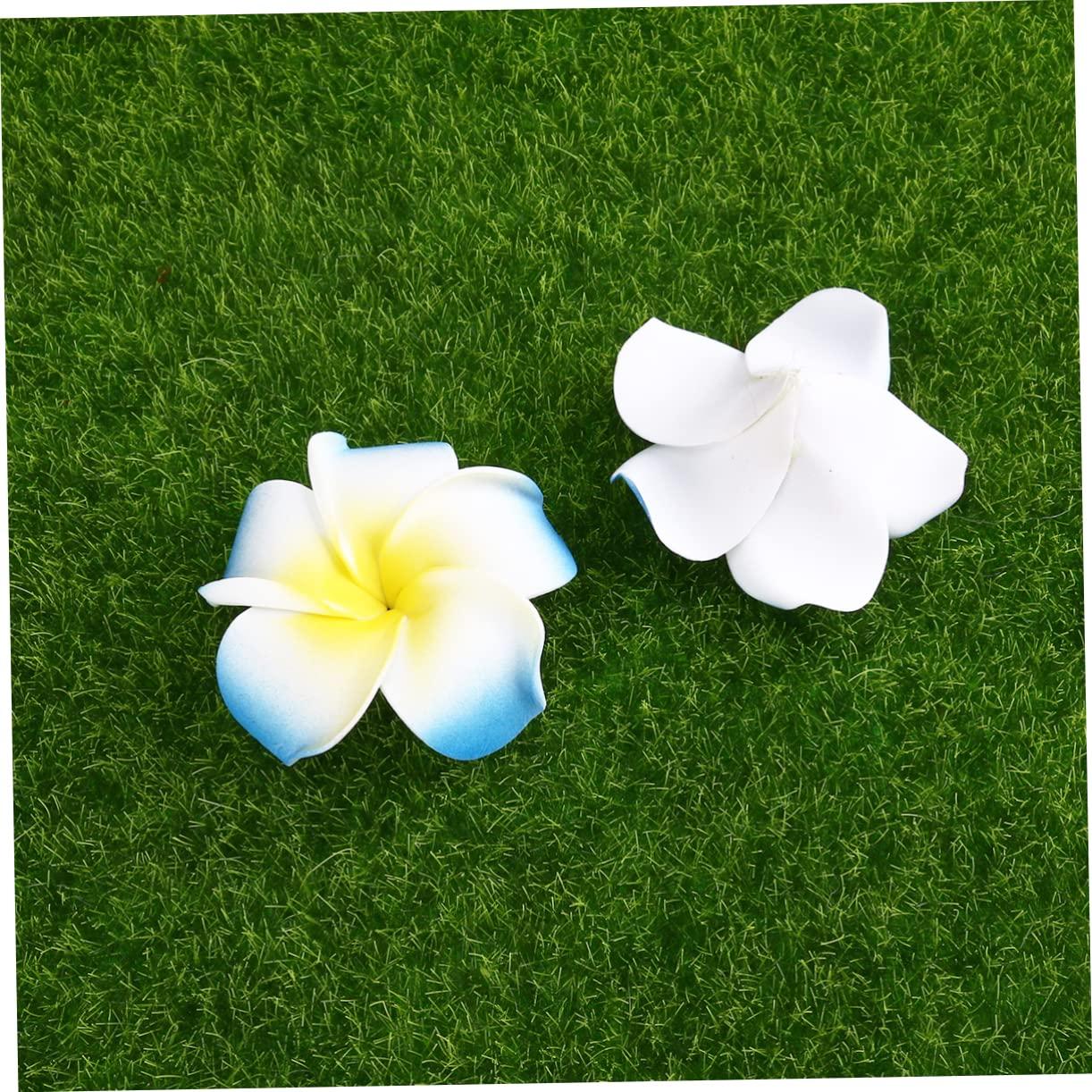 Ciieeo Ciieeo Set of 100 6cm Plumeria Fake Flowers Wedding Decorations Party Supplies Foam Hair Clip