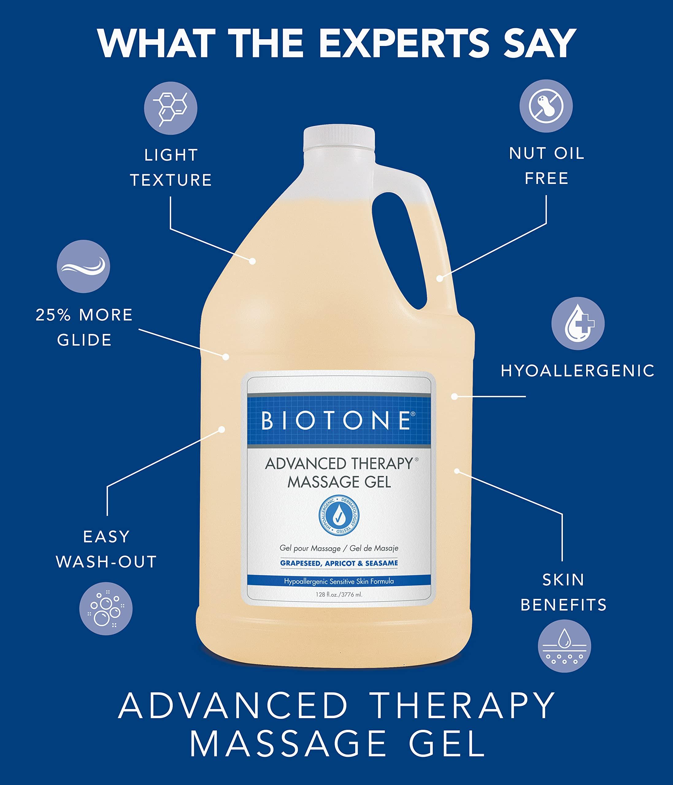 Biotone BIOTONE Advanced Therapy Massage Gel, Smooth, Silky Glide Without the Oil Feel, Ideal Workability, Nut-Oil Free, Hypoallergenic