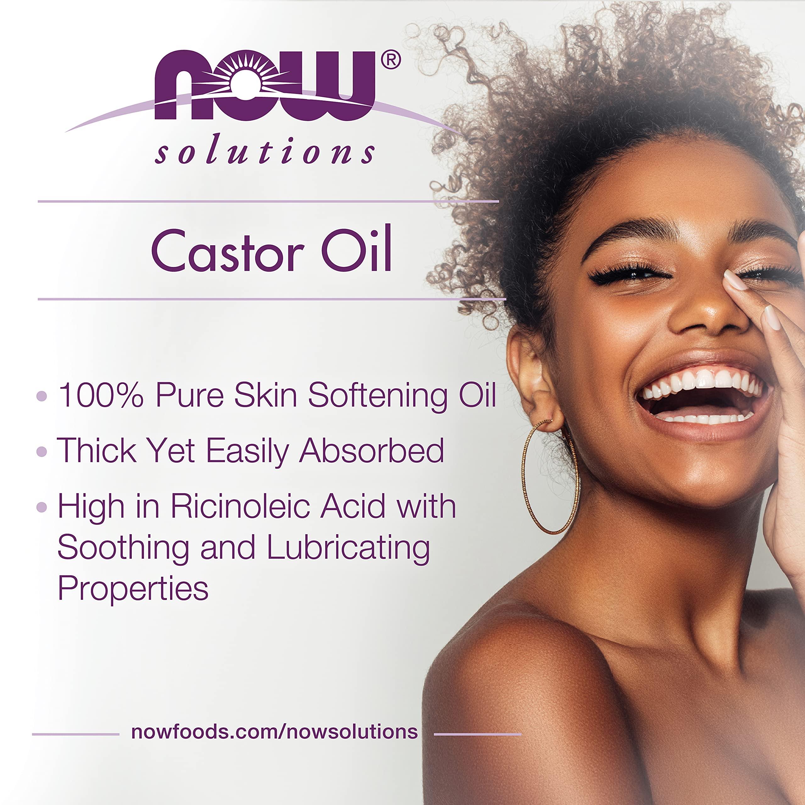 NOW NOW Solutions, Castor Oil, 100% Pure Versatile Skin Care, Multi-Purpose Skin Softener, 4-Ounce
