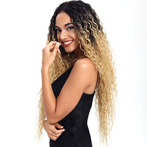 Joedir Joedir Lace Front Wigs Ombre Blonde 28'' Long Small Curly Wavy Synthetic Wigs For Black Women 130% Density Wigs(TTPN4/270A/24F)