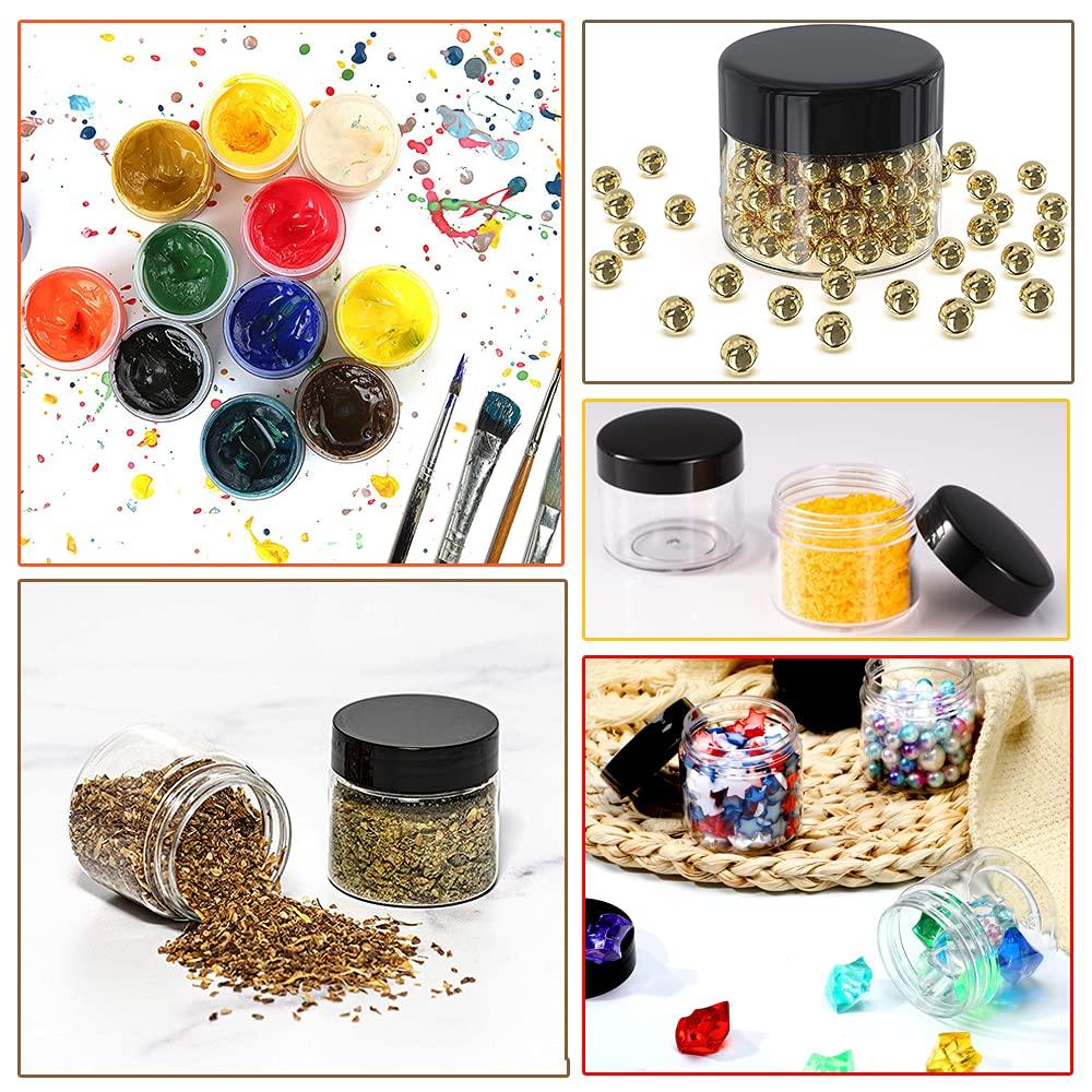 DupakSYS 4 oz Small Plastic Containers with Lids + 2oz Black & Clear Lids (Set of 48) Plastic Jars with Lids Cosmetic Jar - for Lip Scrub, Cream, Slime, Craft Storage