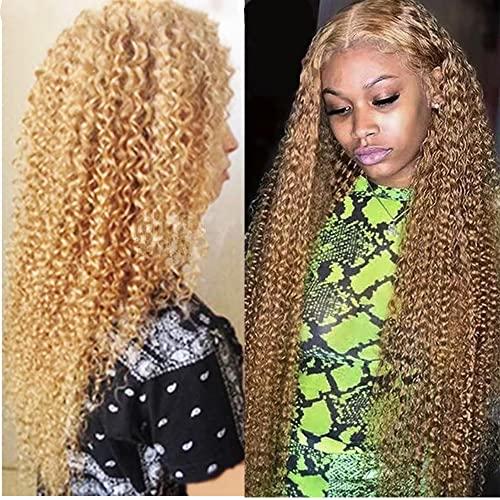 AuokMar #27 Curly Blonde Bundles Human Hair Virgin Hair Extensions Kinky Curly Hair 22 24 26 In Unprocessed Virgin Hair For Black Women 8A Grade Weave And Weft Hair Extensions