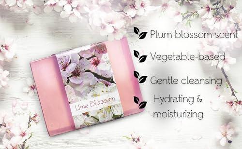 Nabila K Glycerin Bar Soap Ume Blossom Scent - Natural, Vegan-Friendly, Hypoallergenic - Moisturizing and Hydrating with 100% Vegetable Glycerin - Sulfate-Free, Paraben-Free, Chemical-Free - 4.5 oz
