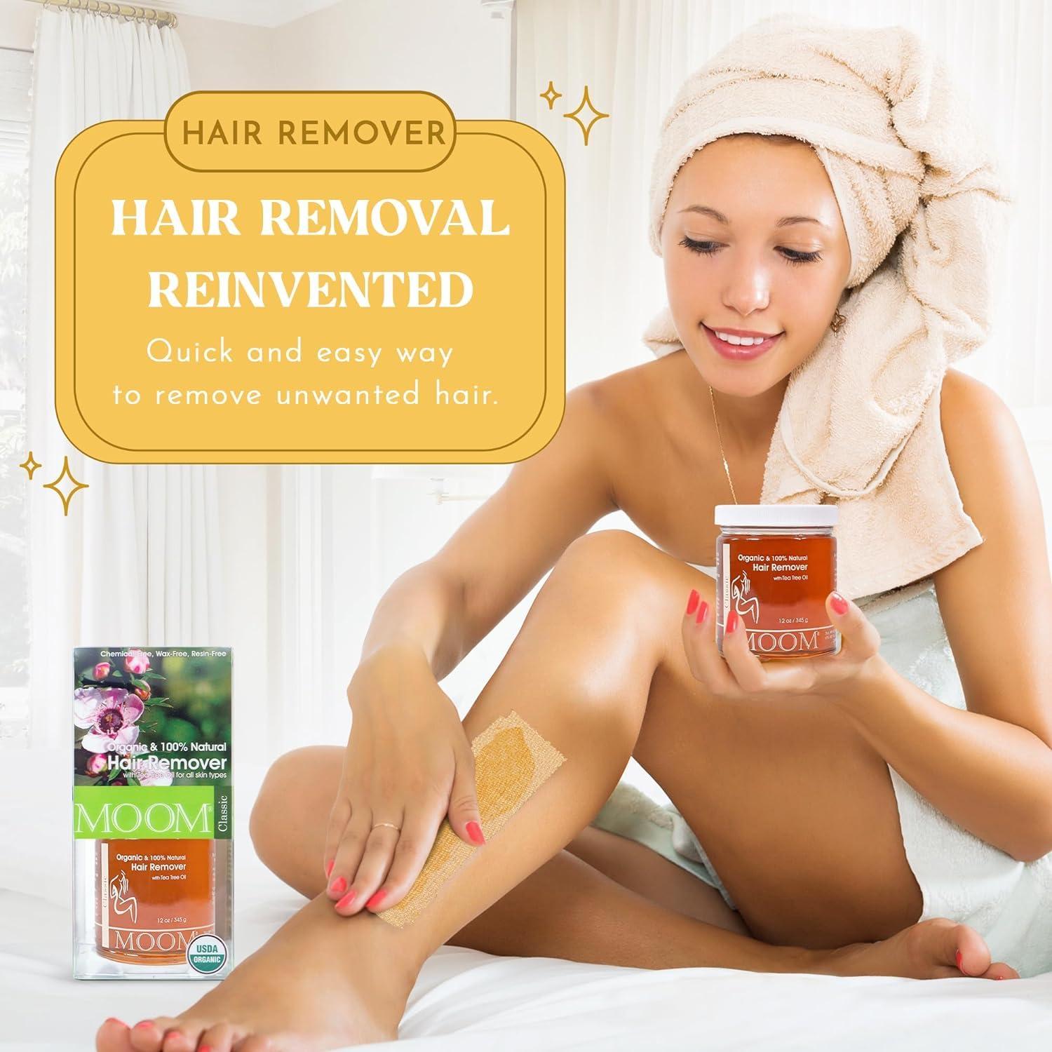 MOOM MOOM His & Hers Sugar Wax Kit - 12oz Jar for Women\'s Bikini, Brazilian, Face, Underarms & Legs + 12oz Jar for Men\'s Back, Chest, Eyebrows & Body - Made with Tea Tree Oil (Waxing Strips NOT Included)