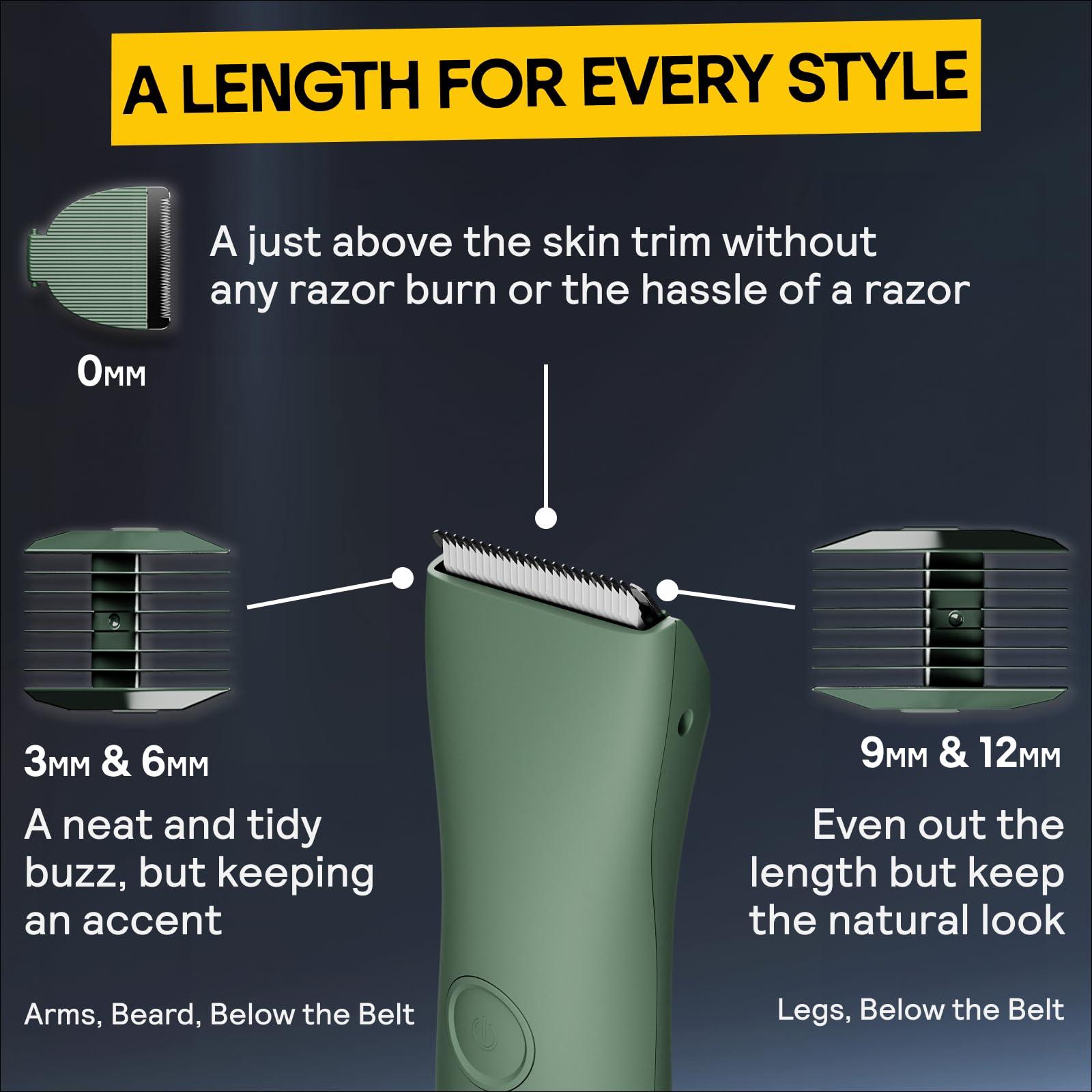 MERIDIAN MERIDIAN Body Hair Trimmer for Men Balls, Bikini Trimmer and Hard Case - Sage