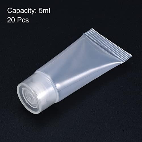 PATIKIL PATIKIL 5ml Squeeze Tube, 20 Pack Empty Cosmetic Tubes Plastic with Flip Lid for Travel Household, Clear