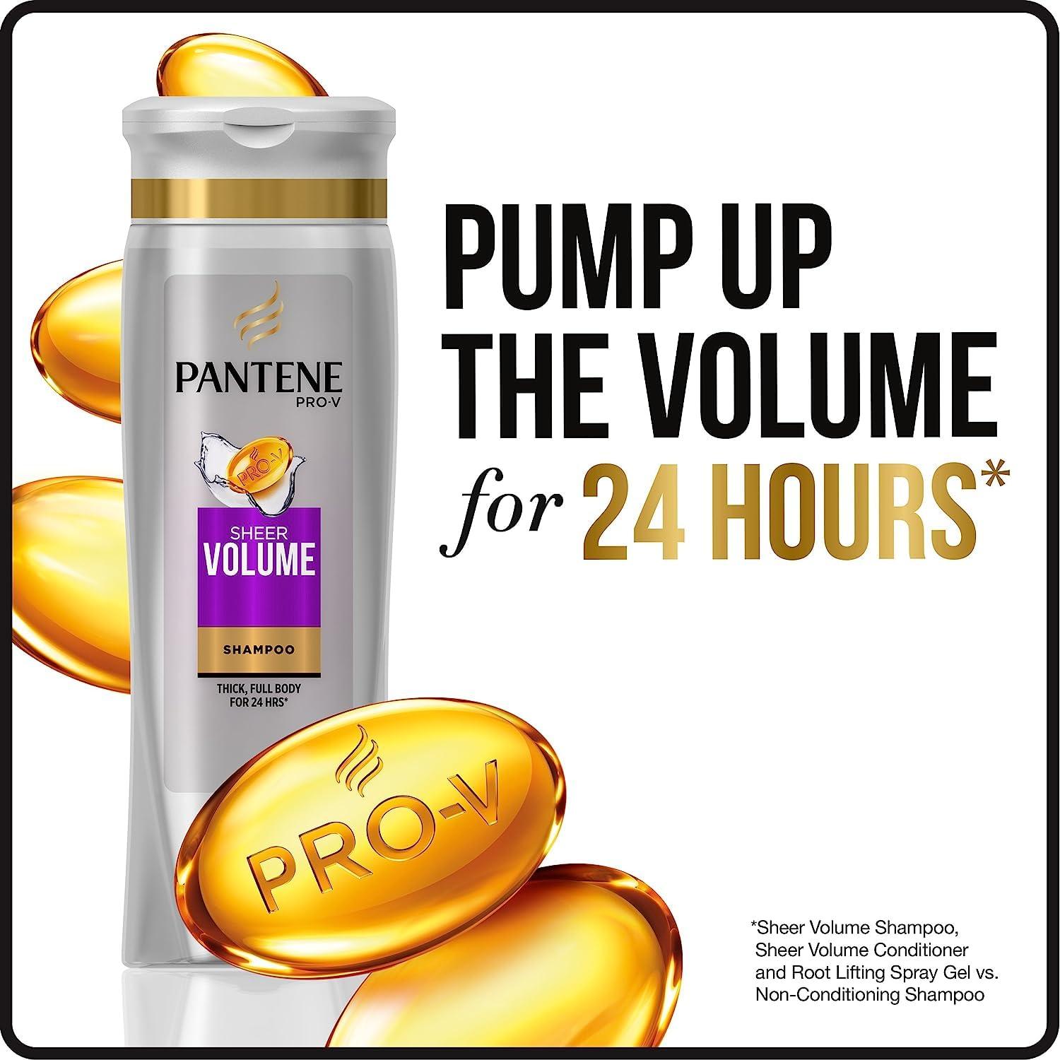 Pantene Pantene Pro V Sheer Volume Hair Shampoo, Thick & Full Body, 20.1 oz (Pack of 2)