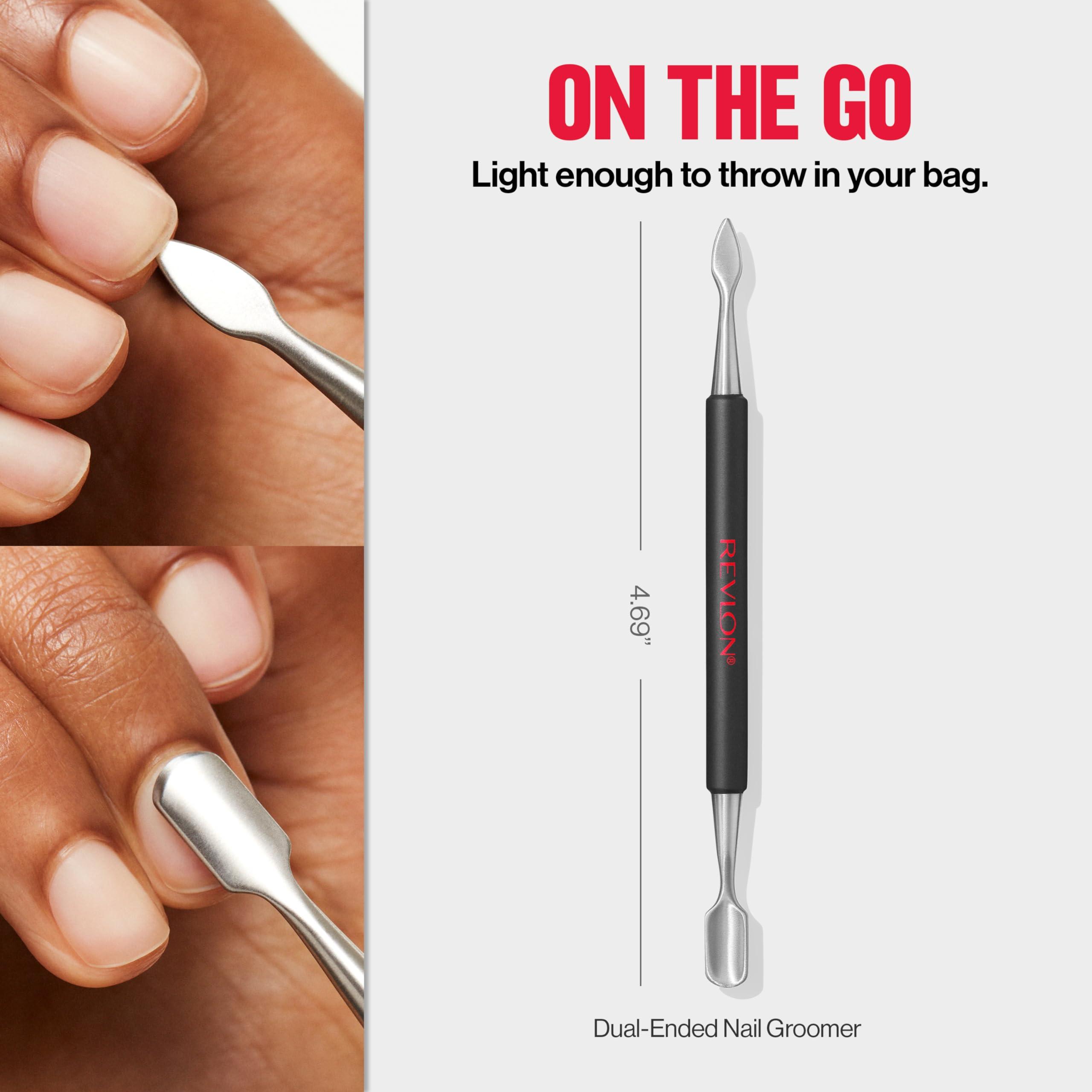 REVLON Revlon Expert Dual-Ended Nail Groomer, Stainless Steel Manicure Tool, Clean Under Fingernails and Lift Cuticles, 1 Count