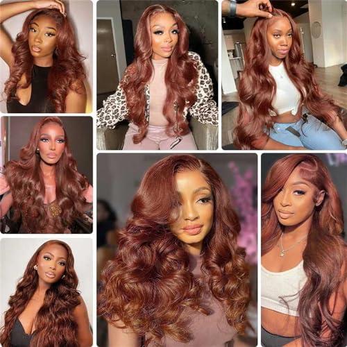 AuokMar AuokMar Copper Human Hair Bundles Reddish Brown Bundles Copper Body Wave Bundles Human Hair 26 28 30 Inch 8a Brazilian Virgin Remy Hair 3 Bundles Color #33 Body Wave Bundles