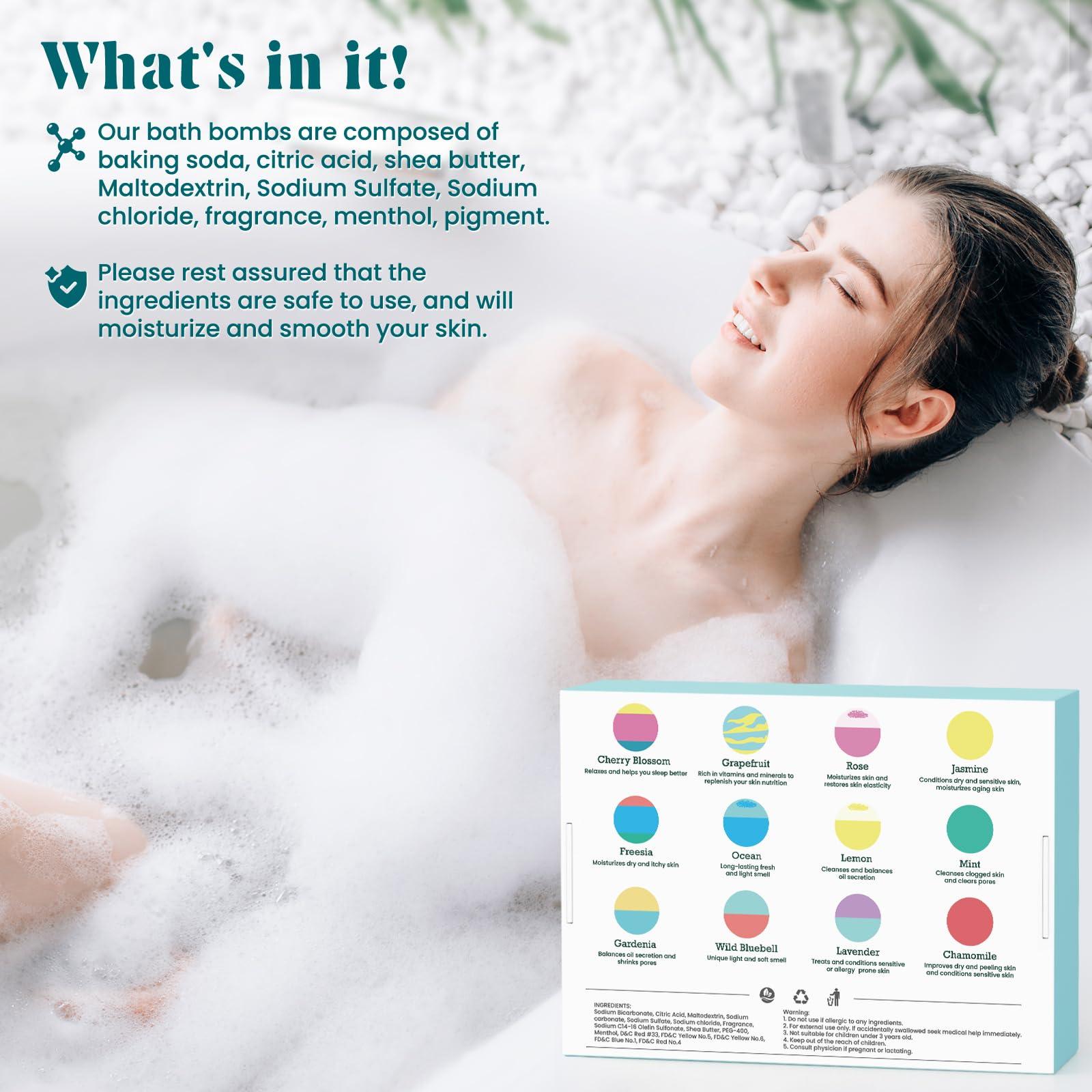 ZenBombs ZenBombs Bath Bombs for Women, 12pcs Handmade Natural Bath Bomb, Stocking Stuffers, Mothers Day Presents for Mom, Bath Bomb with Shea Butter, Valentines Day Gifts for Her and Him