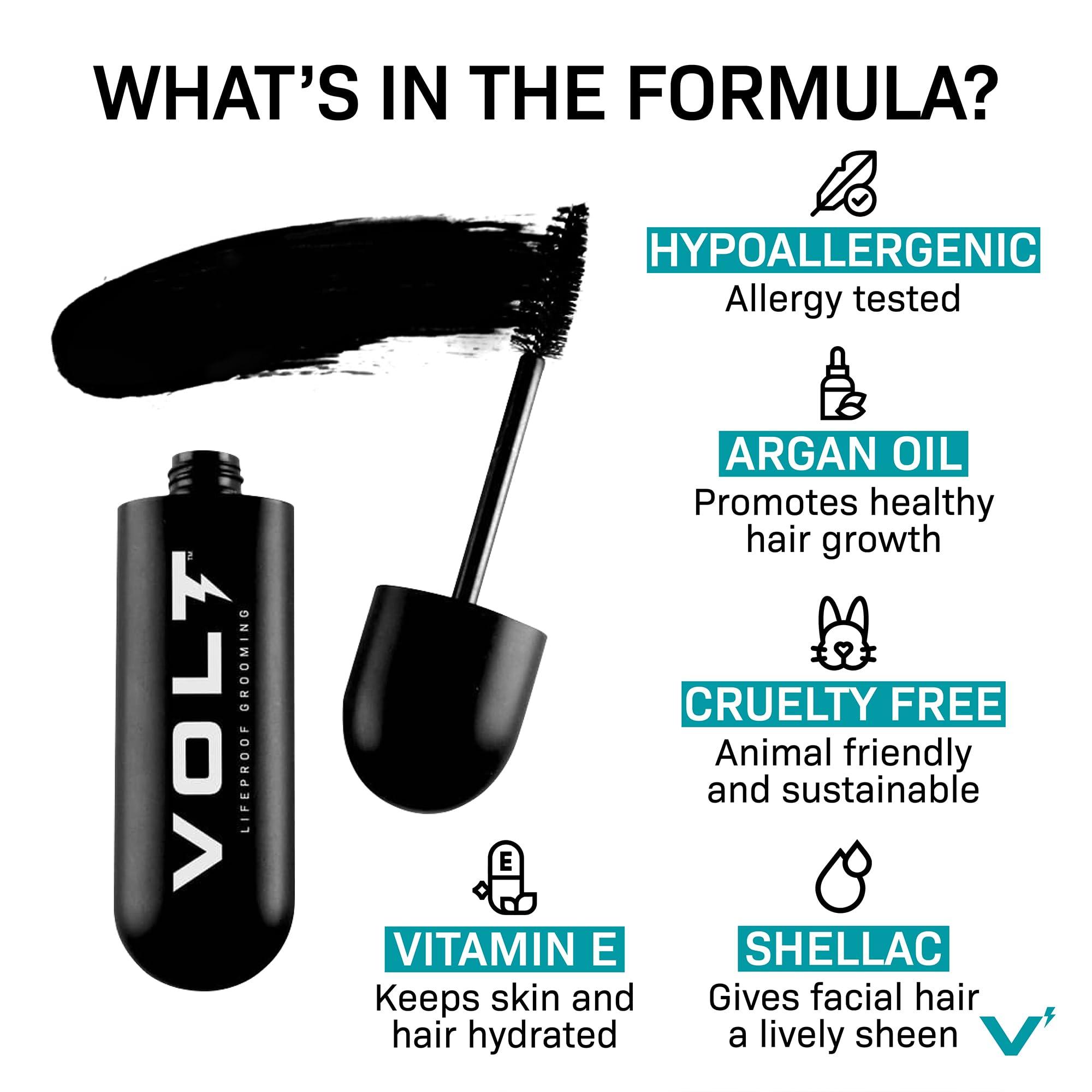 VOLT VOLT Grooming Instant Beard Color ECO 2 Pack Refill - Smudge and Water Resistant Quick Drying Brush on Color for Beards, Mustaches, and Eyebrows, Onyx (Black)