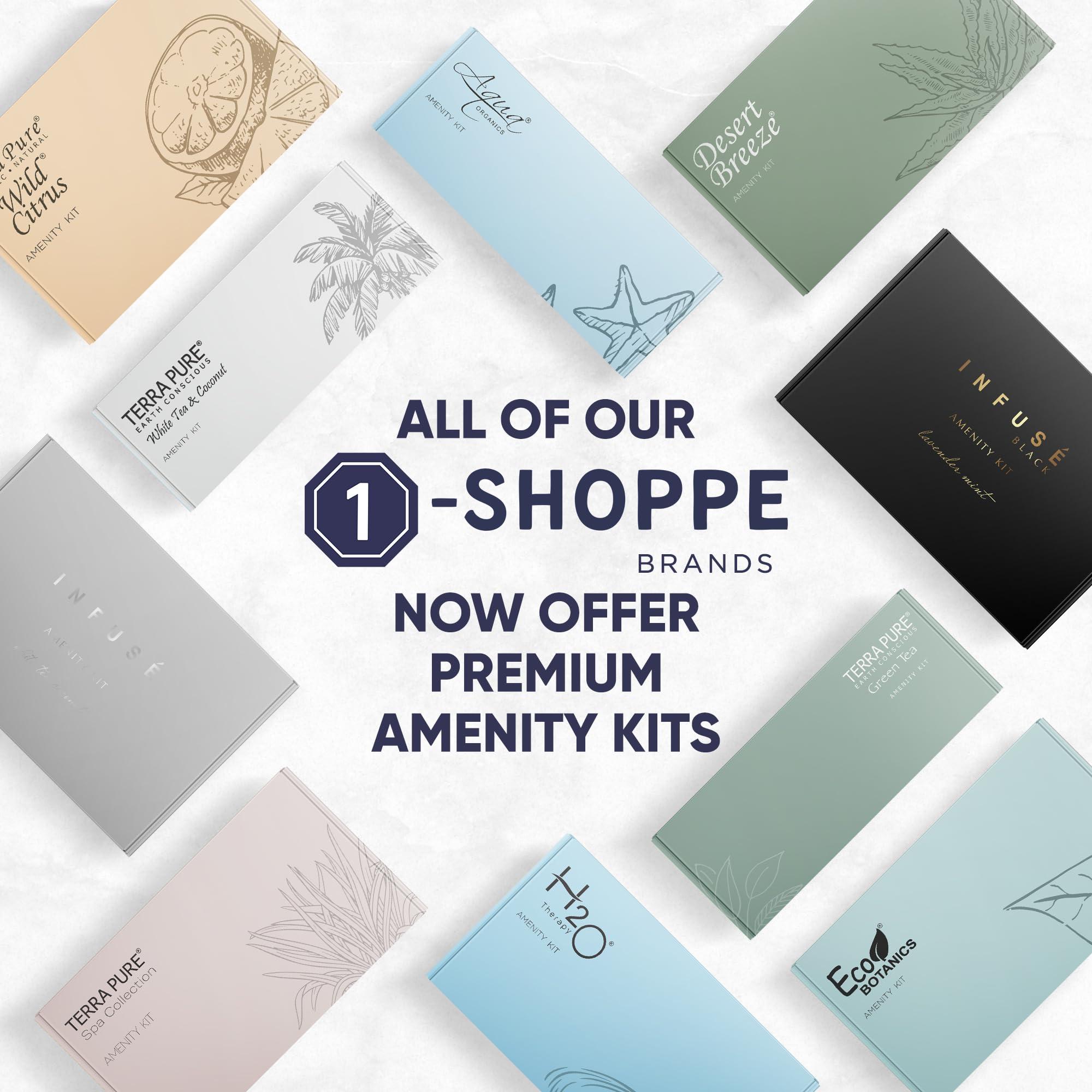 INFUS Infuse Black Amenity Kit | Boxed Hotel Toiletries | Bulk Set 1 oz Travel Size Shampoo, Conditioner, Lotion, Body Wash & Cleansing Bar for Guest Hospitality AirBnB/Vacation Rentals | 75 Pieces