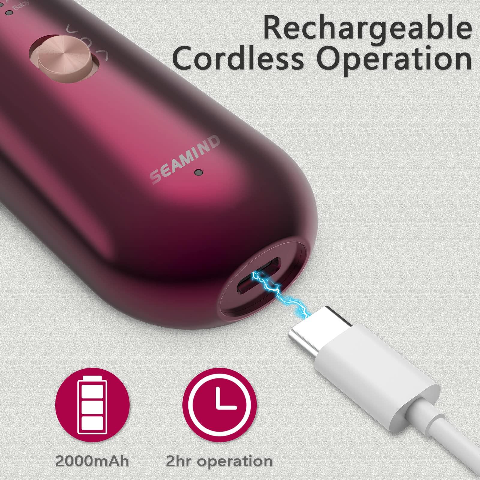 SEAMIND Professional Manicure Pedicure Set, Cordless Electric Nail File Kit, Rechargeable Nail Grinder for Thick Nails, 5 Speeds Hand Foot Nail Care Trimmer Buffer Tools