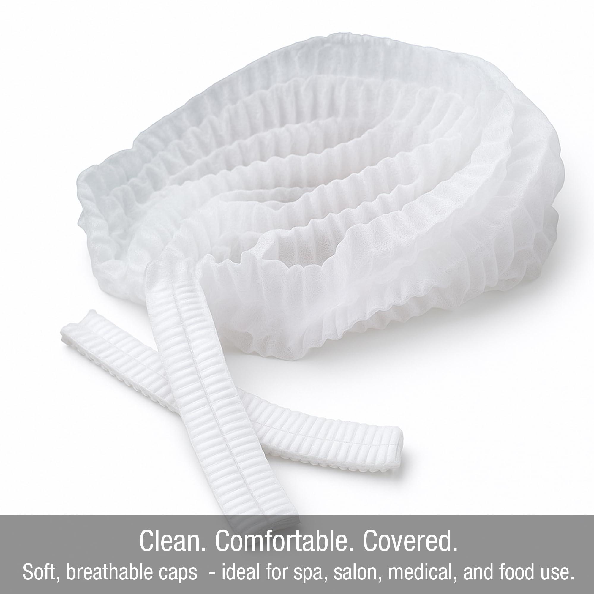 APPEARUS Disposable Bouffant Caps - APPEARUS Disposable Hair Cover Caps for Spa and Salon (White) (100 Count)