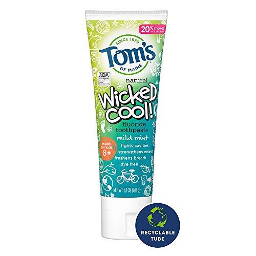 Tom's of Maine Tom's of Maine ADA Approved Wicked Cool! Fluoride Children's Toothpaste, Natural Toothpaste, Dye Free, No Artificial Preservatives, Mild Mint, 4.2 oz. 3-Pack (Packaging May Vary)