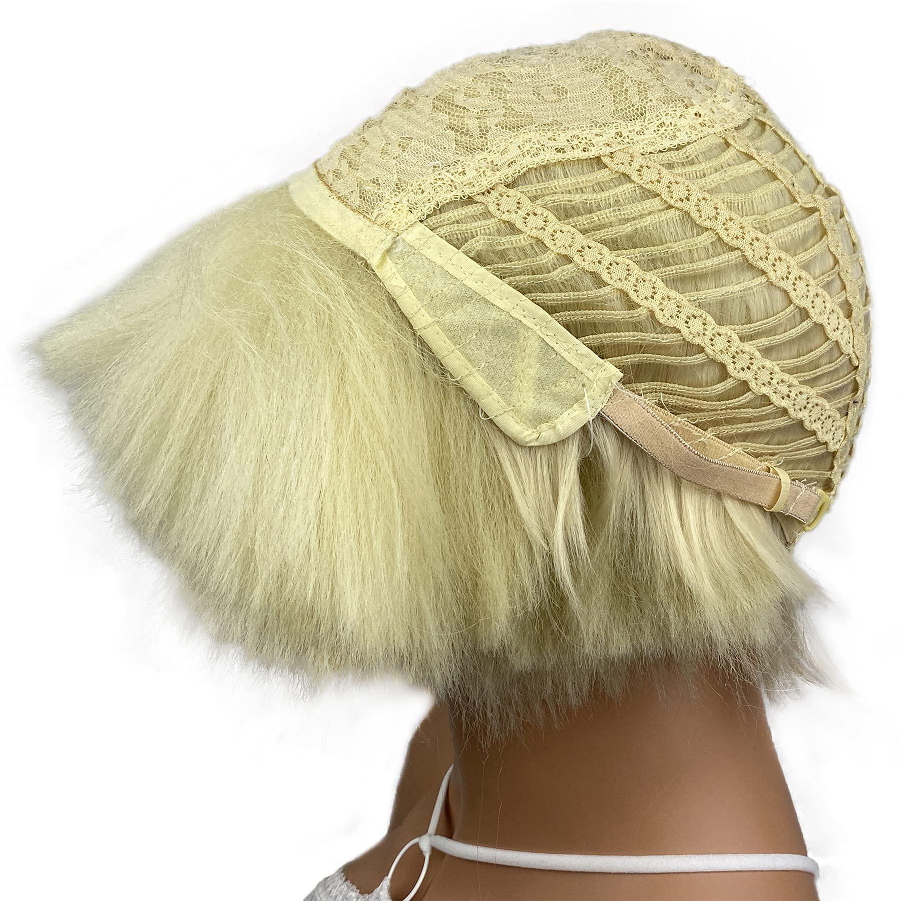Aimole Aimole Yaki Straight Voluminous Mushroom Wig Blonde Mushroom Head Wig Bowl haircut Wigs Synthetic Wigs