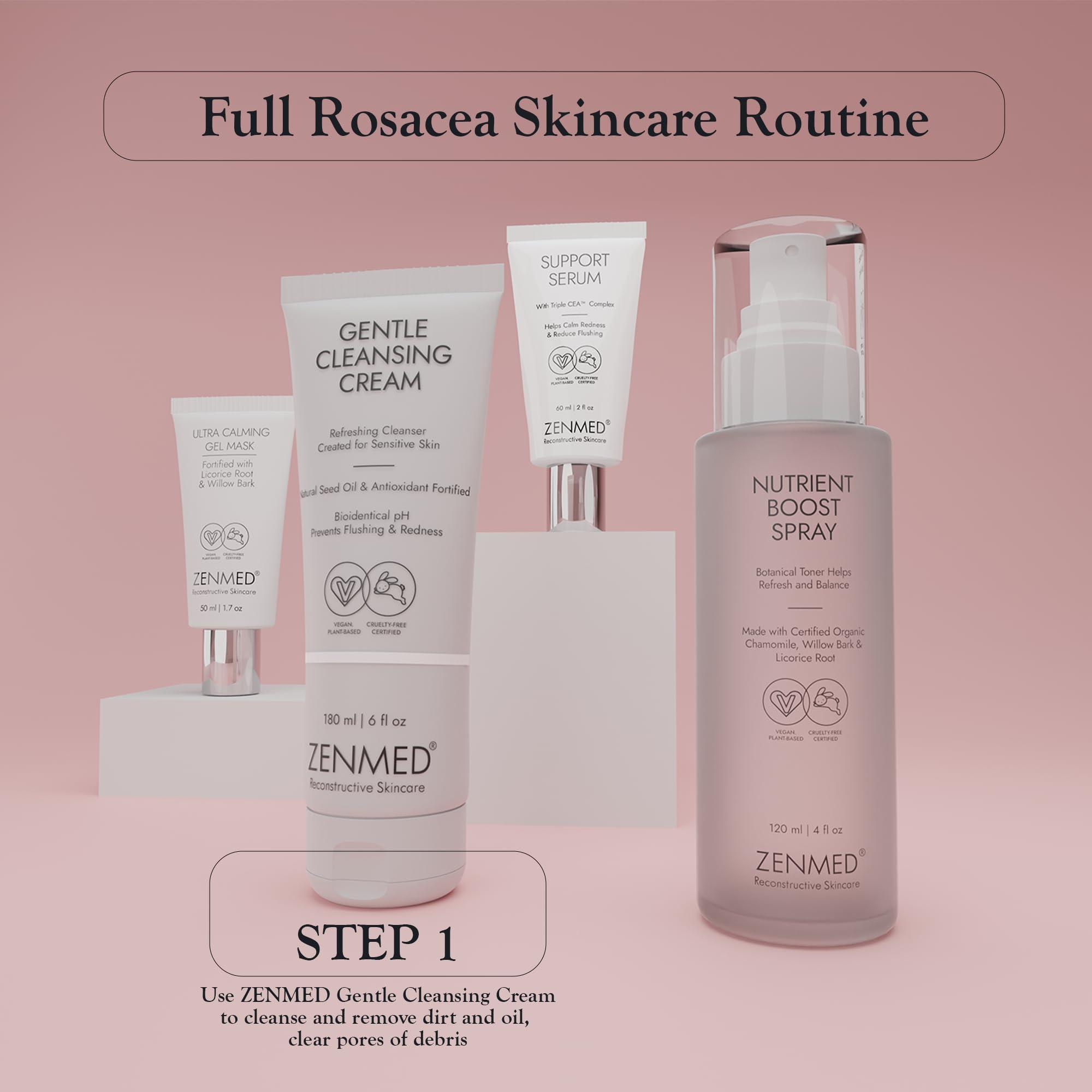 ZENMED ZENMED Gentle Cleansing Cream - 6 oz. 100% Vegetarian Natural See Oil & Antioxidant Fortified Help Control Redness & Flushing pH 6.0 Soap-Free Will Not Over-Dry