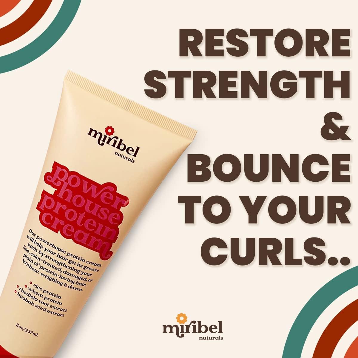 Miribel Miribel Powerhouse Protein Cream for Hair, 8 fluid ounces - Repair, Strengthen, and Protect Damaged, Fine, Wavy, or Curly Hair - Vegan, Sulfate-Free, Paraben-Free Leave-In Conditioner and Protein Mask