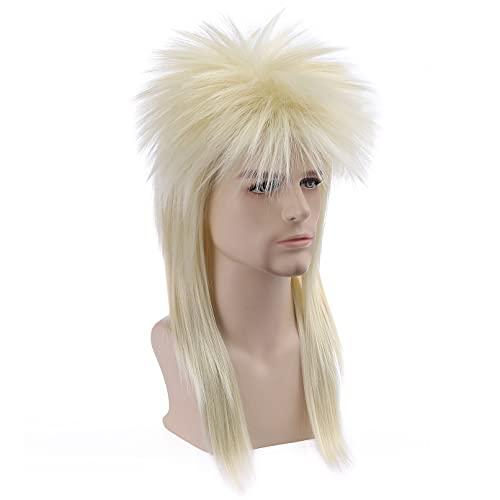 BERON BERON 70s 80s Wig for Women and Men Halloween Costume Wig Rocking Punk Rocker Mullet Wig Blonde…