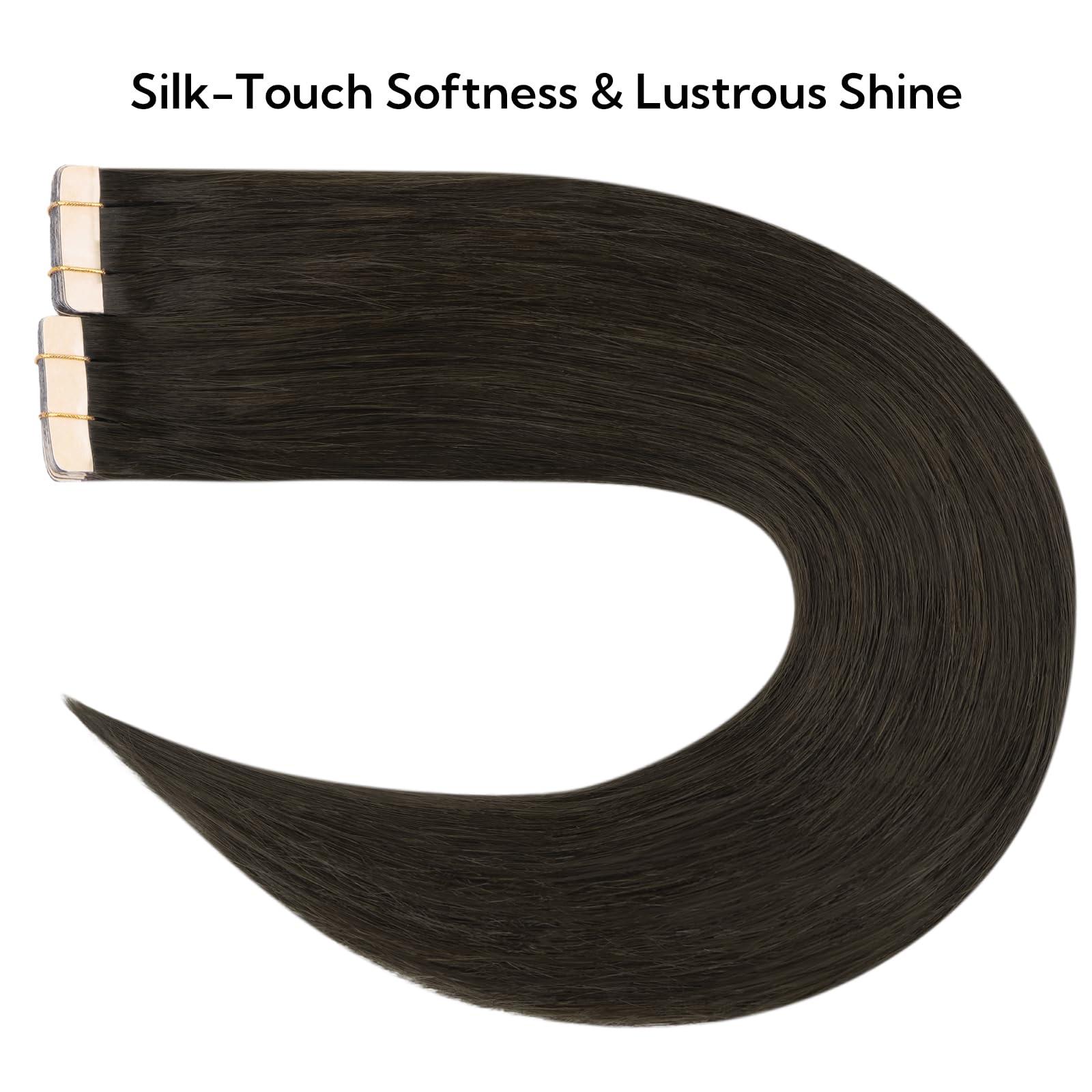 hotbanana HOTBANANA Tape in Hair Extensions, 26 Inch 40pcs 120g Dark Brown Tape in Hair Extensions Human Hair Tape Hair Extensions Straight Remy Human Hair Tape in Extensions