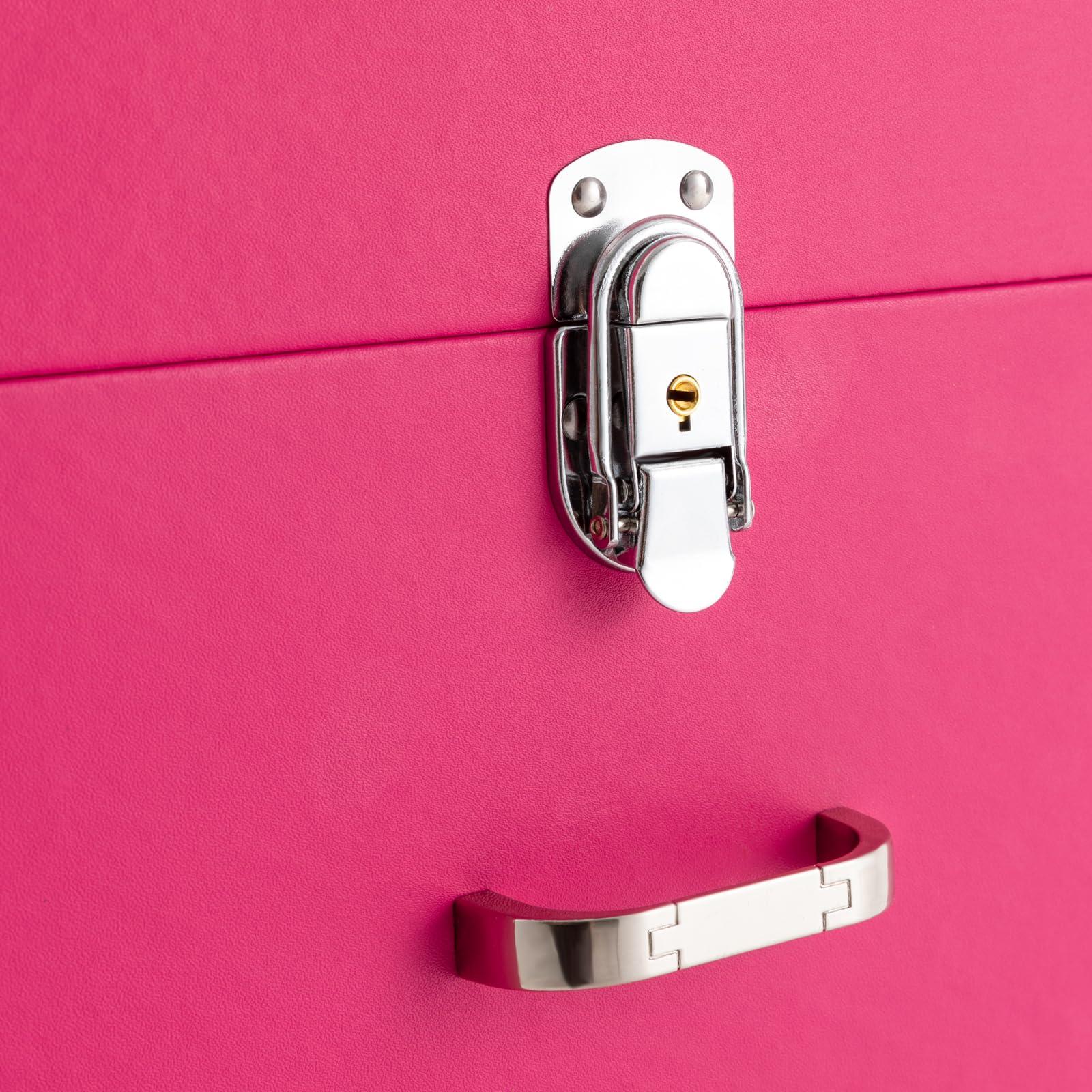 ZUANYAN ZUANYAN Rolling Makeup Train Case Professional Nail Tattoo Pull Bar Makeup Case With Universal Wheel (Pink)