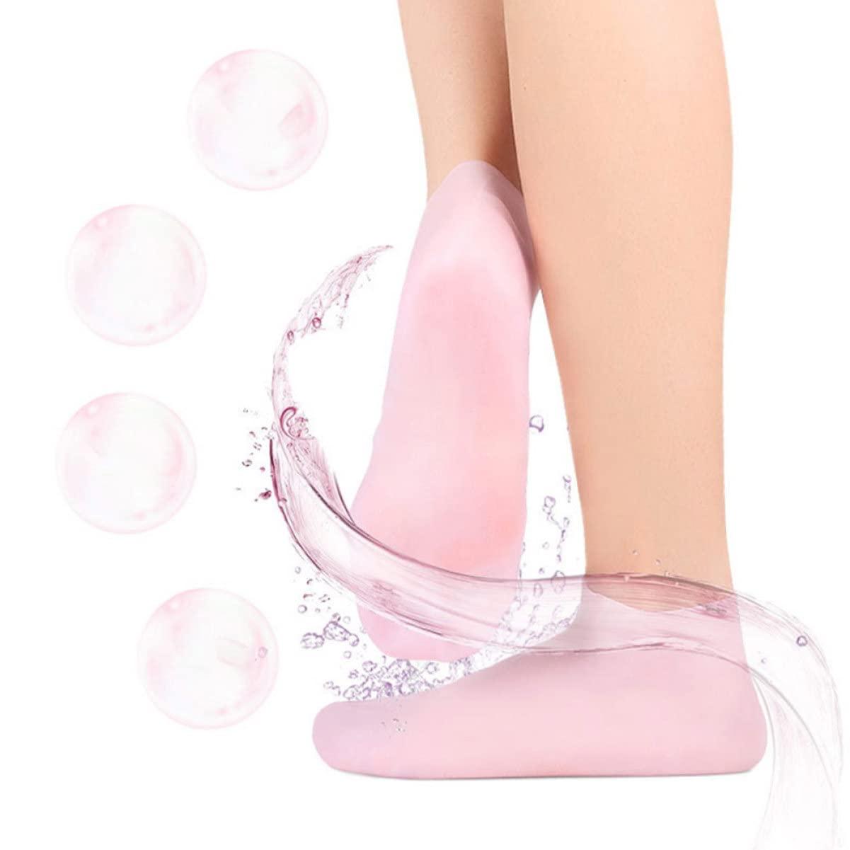 WOONEKY WOONEKY 1 Set Hydrating Sock Gloves Foot Care Socks Moisturizing Soften Socks Exfoliating Gloves Sock Spa Socks Gloves Cracked Foot Socks Full Finger Waterproof Gloves Gel Pink Sebs