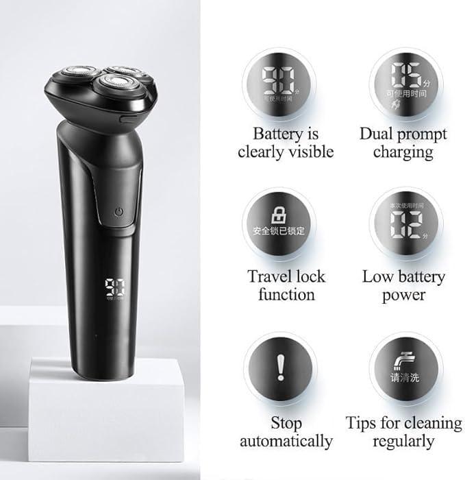 shemines Electric Shavers for Bald Men, Men Electric Shaver Smart IPX7 Waterproof Rechargeable Beard Razor Quick Charging Trimming Machine