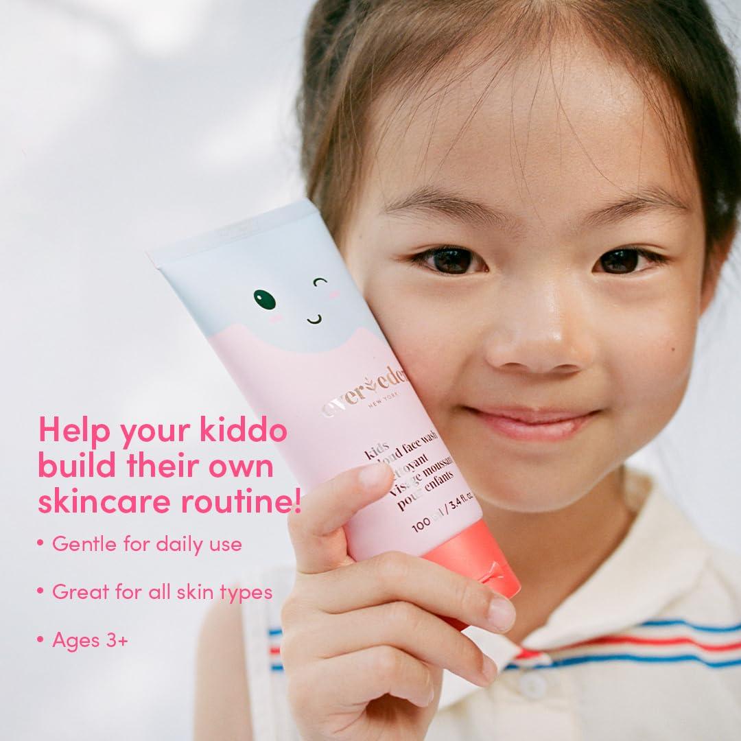 Evereden Kids Happy Morning DUO: Clean & Vegan Skin Care for Kids Bundle | Kids Skin Care Cloud Face Wash + SPF 20 Mineral Face Cream | Non-Toxic | Non-Comedogenic | Fun | Easy-to-Use Skincare for Kids