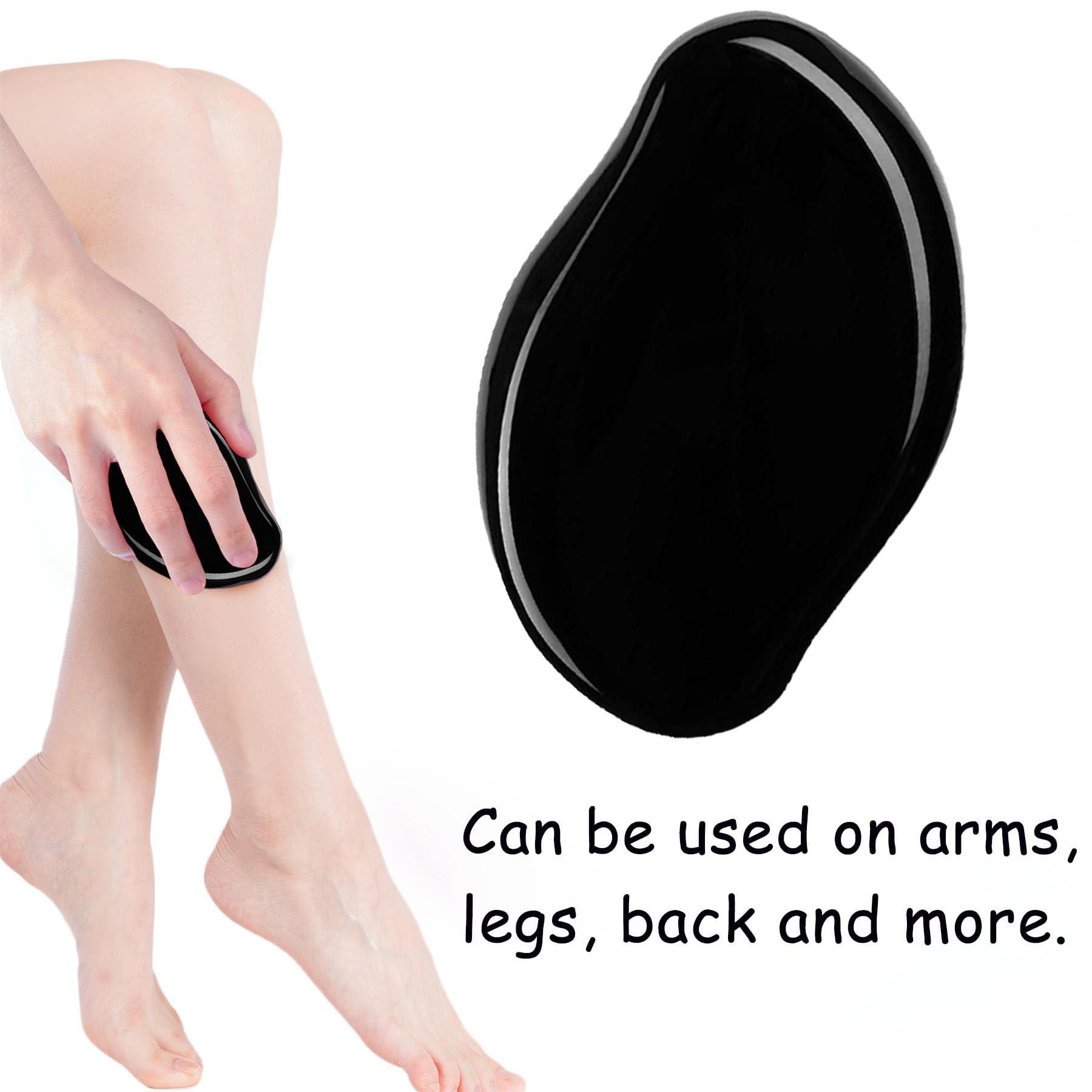 Booge 1 Pc Crystal Hair Eraser, Reusable Crystal Hair Remover Painless, Washable Hair Removal Tool Magic Hair Eraser for Arms Legs Armpit and Back - Black