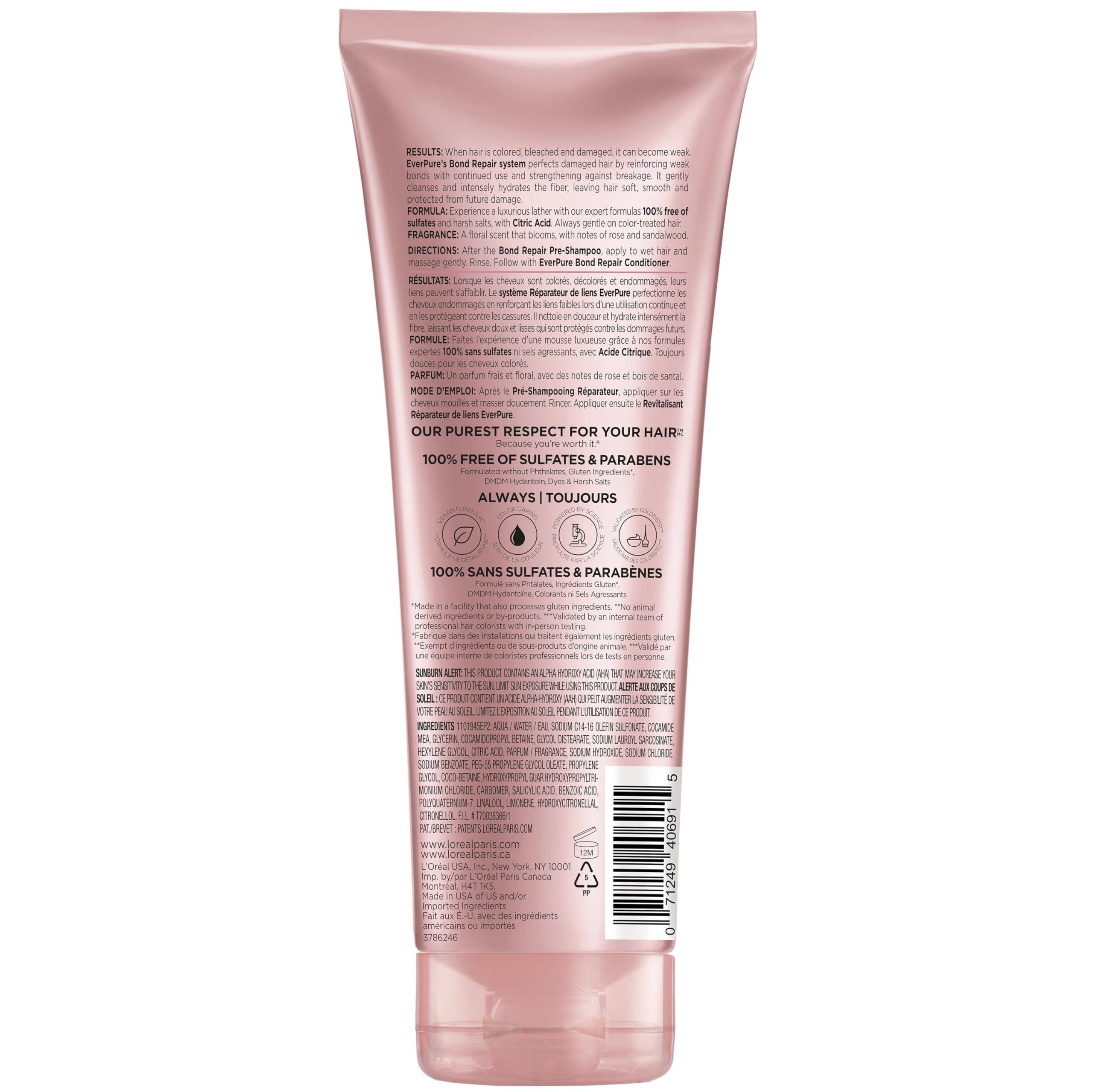 L'Oréal Paris L\'Oreal Paris Bonding Shampoo for Color Treated Hair, Strengthens and Repairs Weak Hair Bonds, Sulfate Free & Vegan Hair Care, EverPure, 6.8 Fl Oz