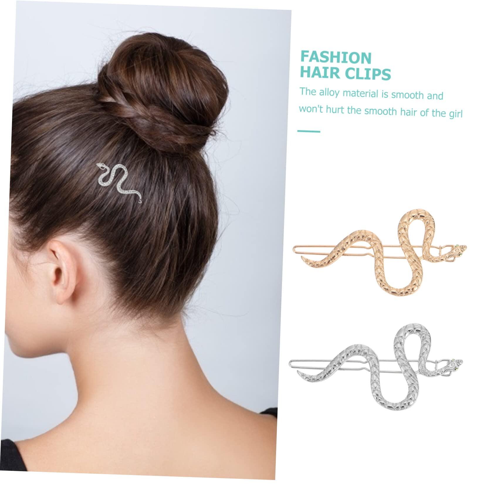 FRCOLOR FRCOLOR Snake Hair Clips 4pcs Snake Hairpin Wedding Hair Clips Metal Gold Snake Jewelry Geometric Hair Clips Snake Hair Barrettes Snake Pattern Hair Snap Clips Alloy Hair Trinket Banana Gift