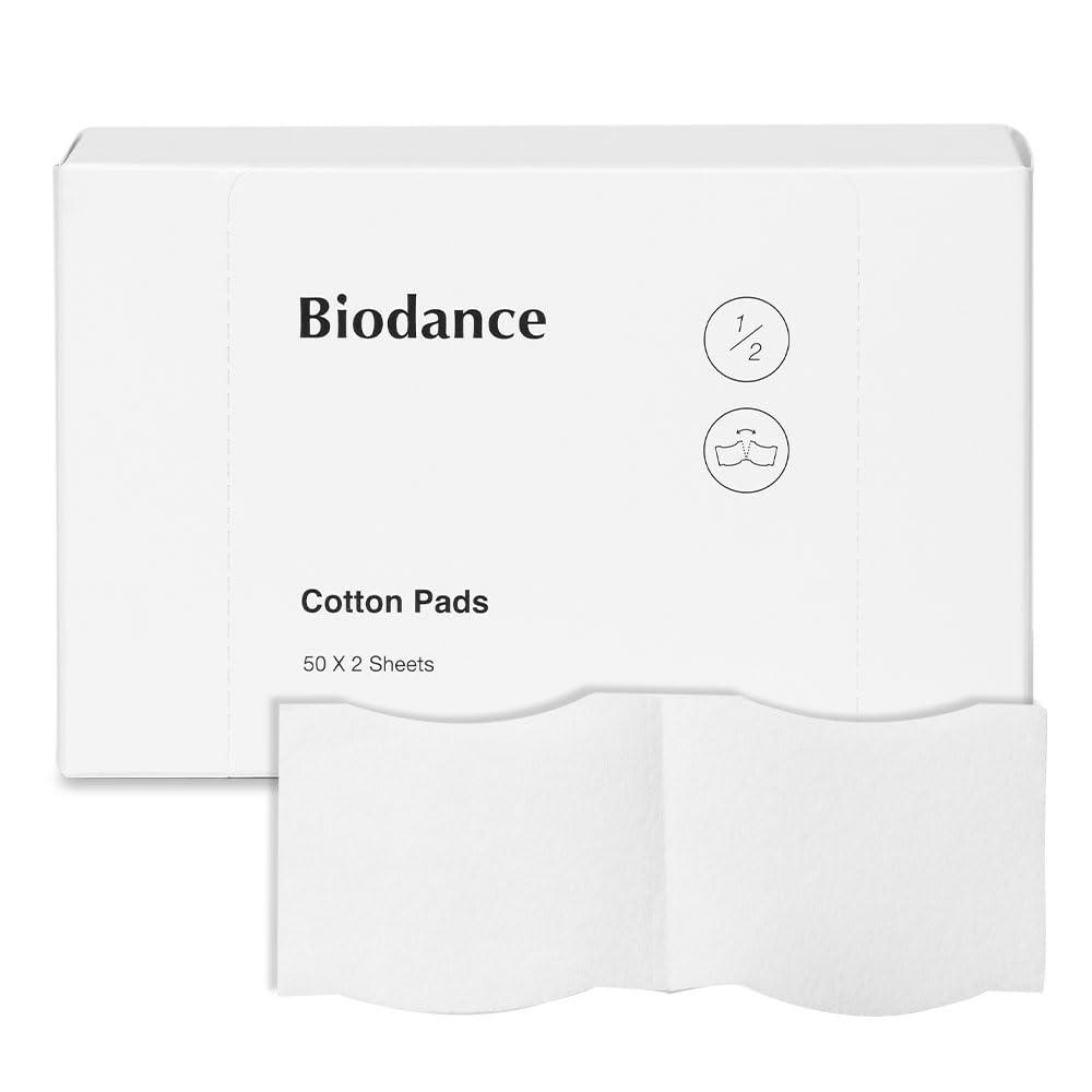 BIODANCE Biodance Cotten Pads, Soft and Thin Square Cotton Pads for Face Toner, Makeup Remover and Facial Cleansing | 50 x 2 Sheets