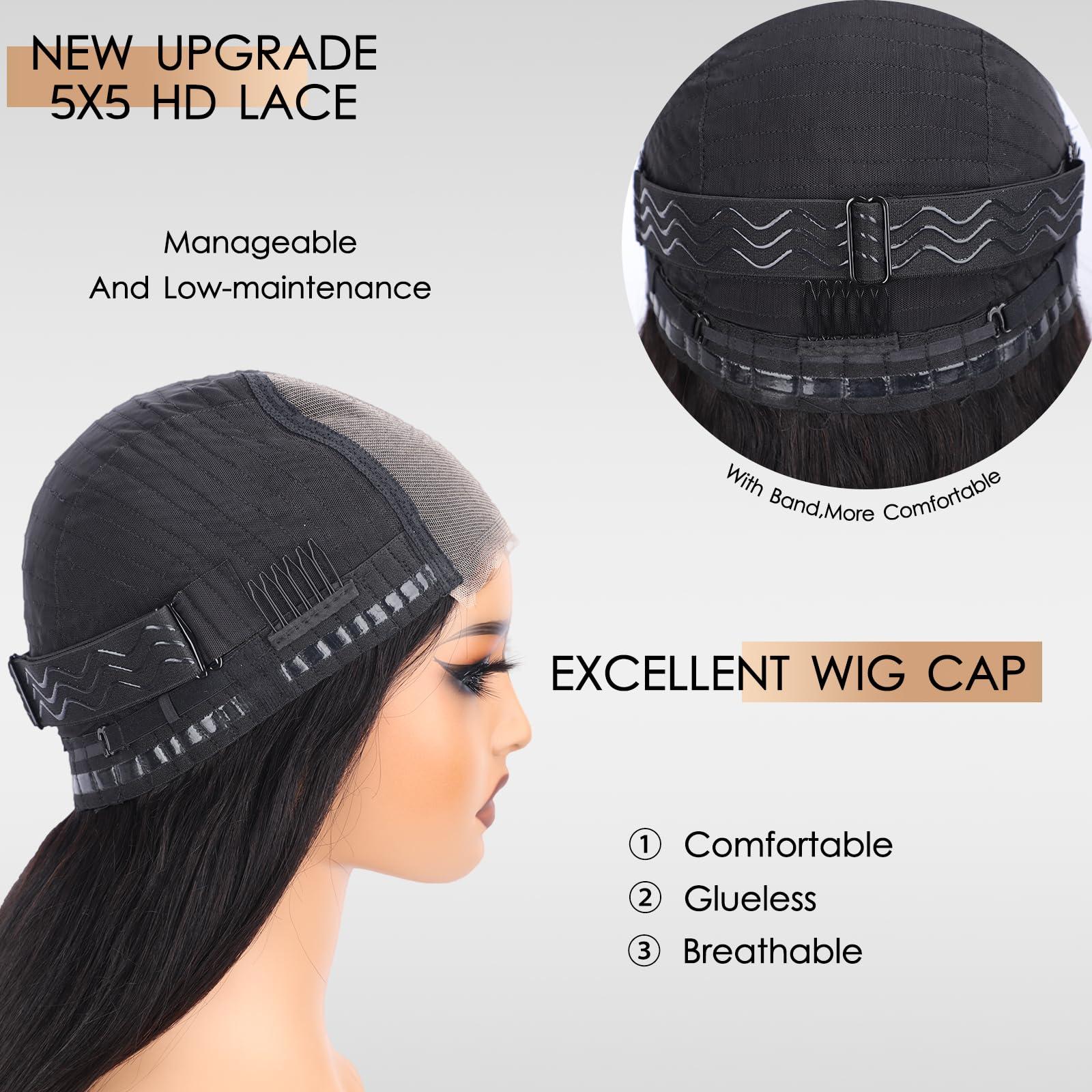 Wjnvfioo Bone Straight Human Hair Bundles With 13X4 Lace Frontal Closure With Extensions Brazilian Weave Bundles With Closure 13\" x 4\" 12 14 16 frontal10