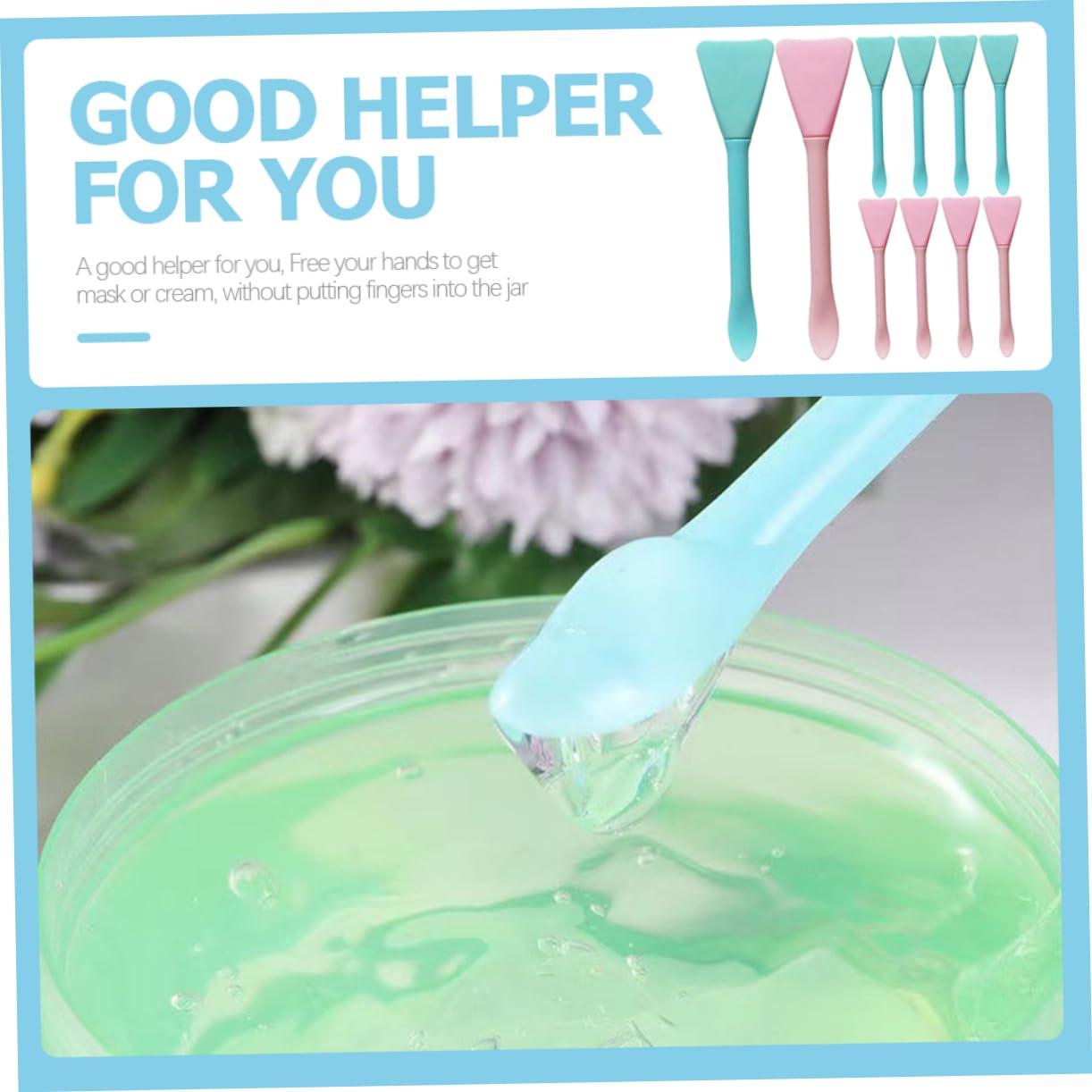 IWOWHERO IWOWHERO Facial Mask Brush Set of 10 Silicone Mud Mask Professional and Decorative Pink Blue