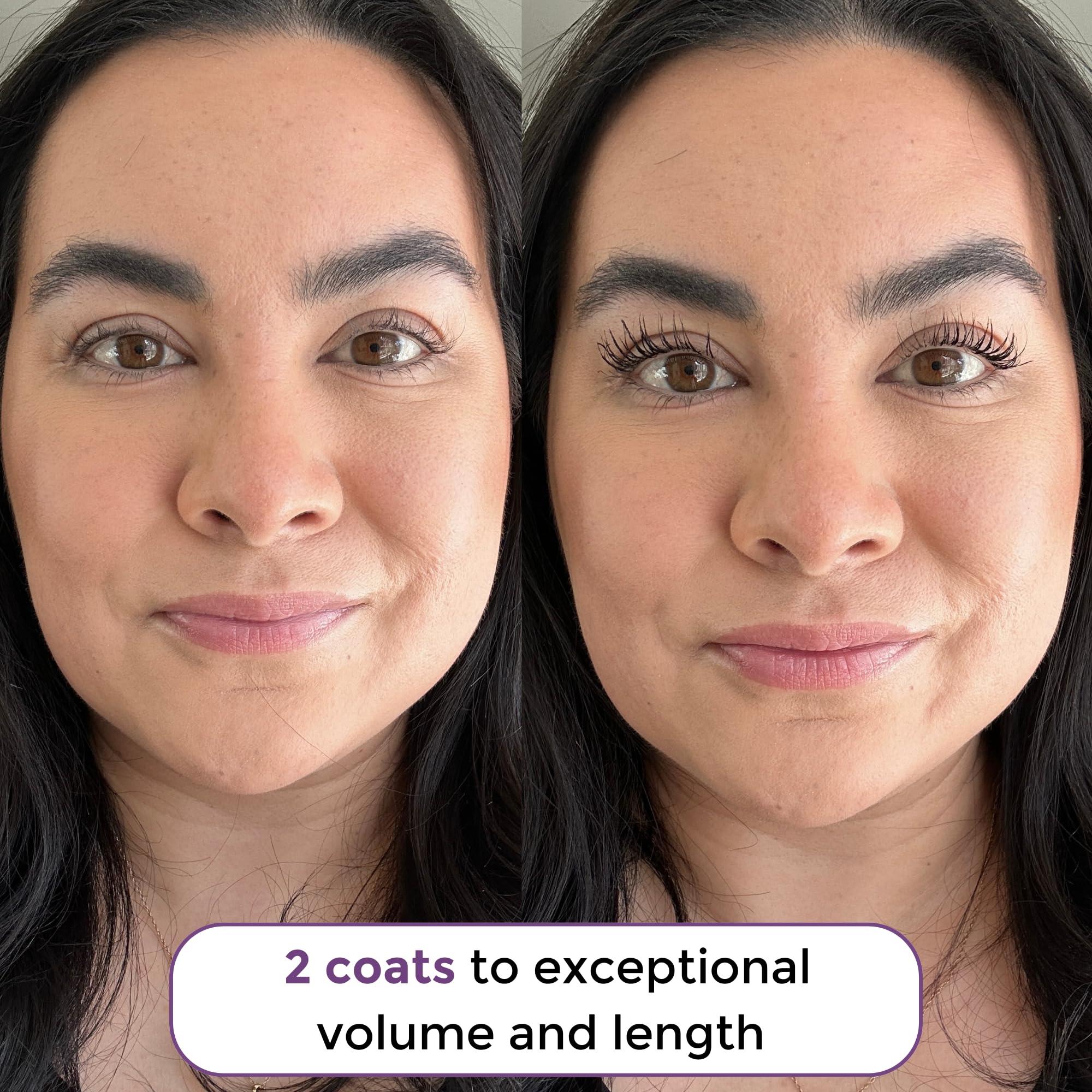 Rumi Cosmetiques Rumi Cosmetiques VolumeCare+ Mascara For Older Women - Extreme Length and Volume 2-in-1 Formula - No Clumps, Long-Wearing, Hypoallergenic Mascara For Sensitive Eyes (Natural Black)