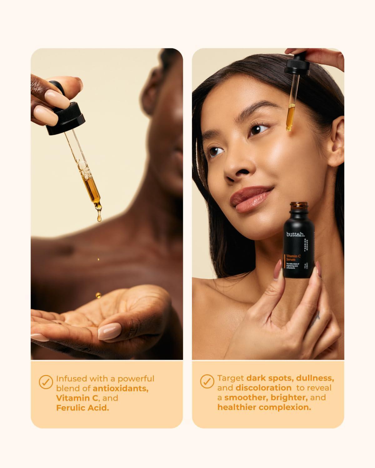 buttah. by Dorion Renaud Buttah Skin Vitamin C Serum 1 FL oz e 30mL - For Face - Vitamin E - Ferulic Acid - Green Tea