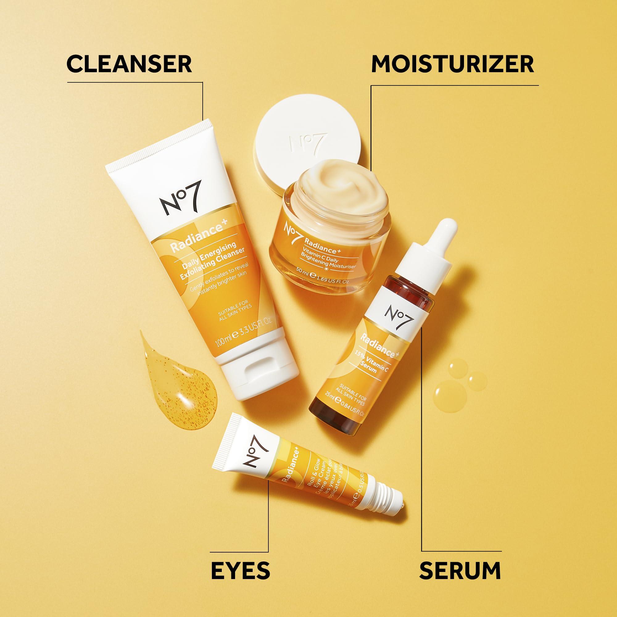 No.7 No7 Radiance+ Brightening Vitamin C Moisturizer Face Cream, Skin Nourishing Face Moisturizer, Fast-Absorbing & Lightweight Formula, Suitable for Dry Skin, 1.69 fl oz