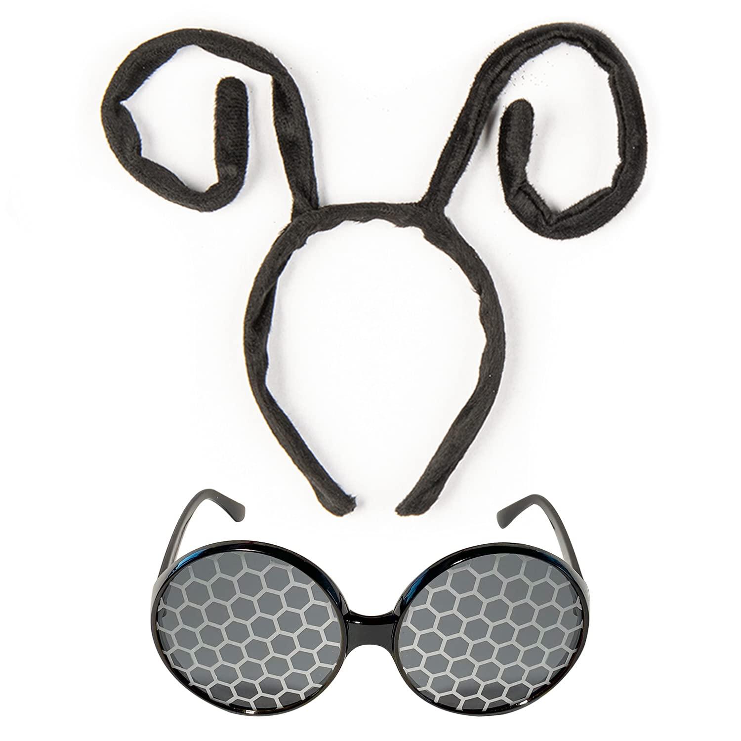 Funcredible Funcredible Bug Antenna Headband and Bug Glasses - Moth Halloween Costume - Mothman Costume - Insect Bug Costume Accessories for Adult and Kids