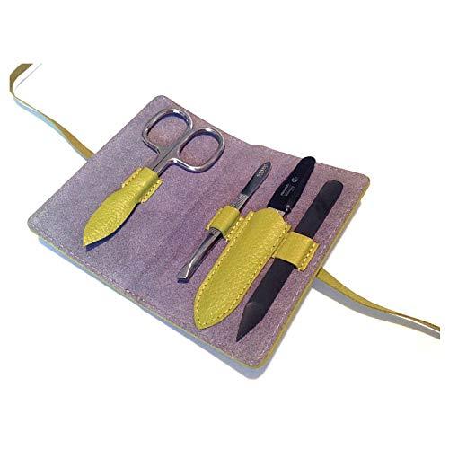 Niegelo Solingen Niegeloh Solingen 4pcs German Luxurious Handcrafted Manicure Set Nail Grooming Kit in Full Grain Green Leather Case Made in Solingen Germany (Green)