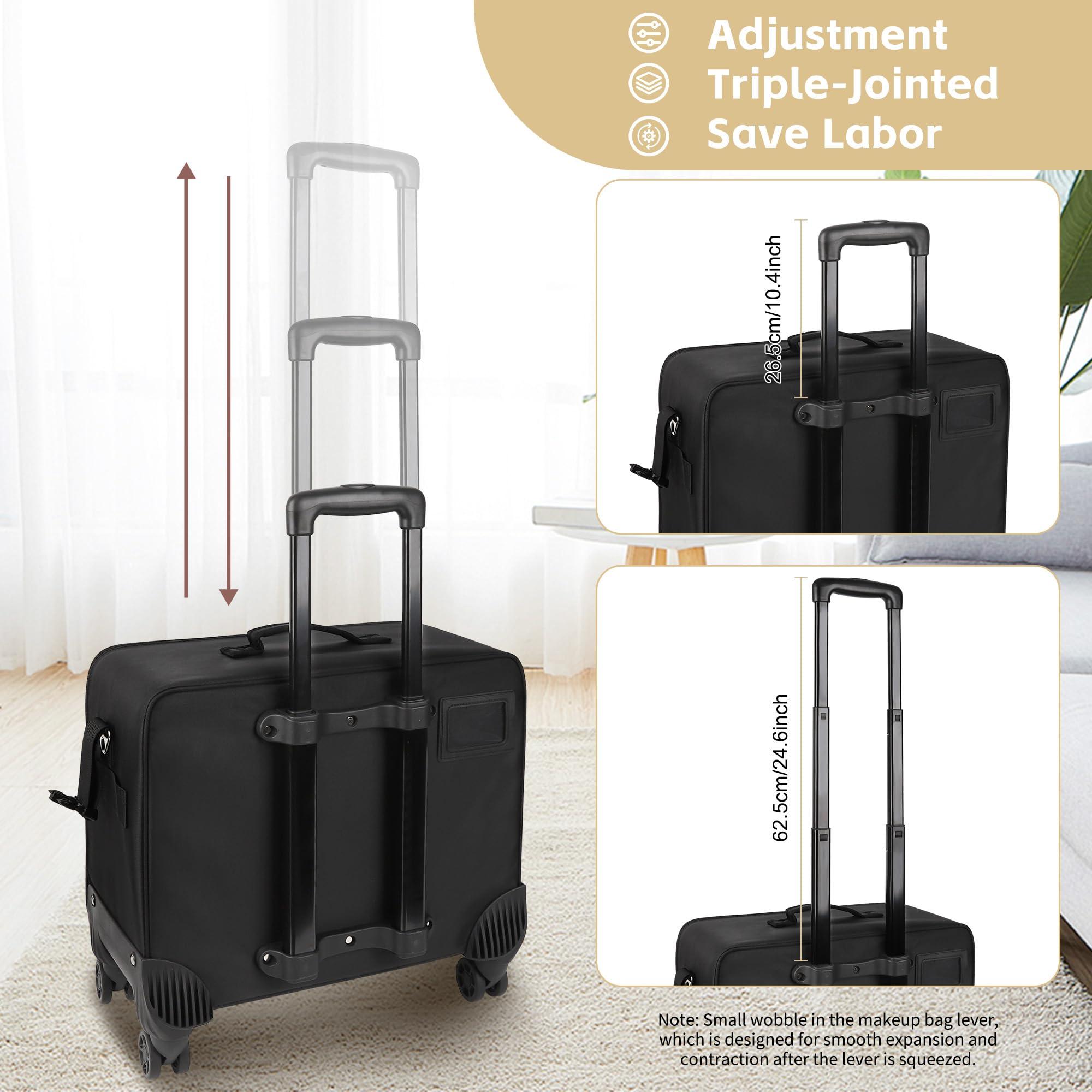 TANTO Rolling Makeup Train Case Professional Makeup Bag Makeup Artist Bag 4 in 1 Extra Large Makeup Bag with 7 Small Bag Makeup Case Trolley Cosmetic Case with Swivel Wheels and Adjustable Dividers